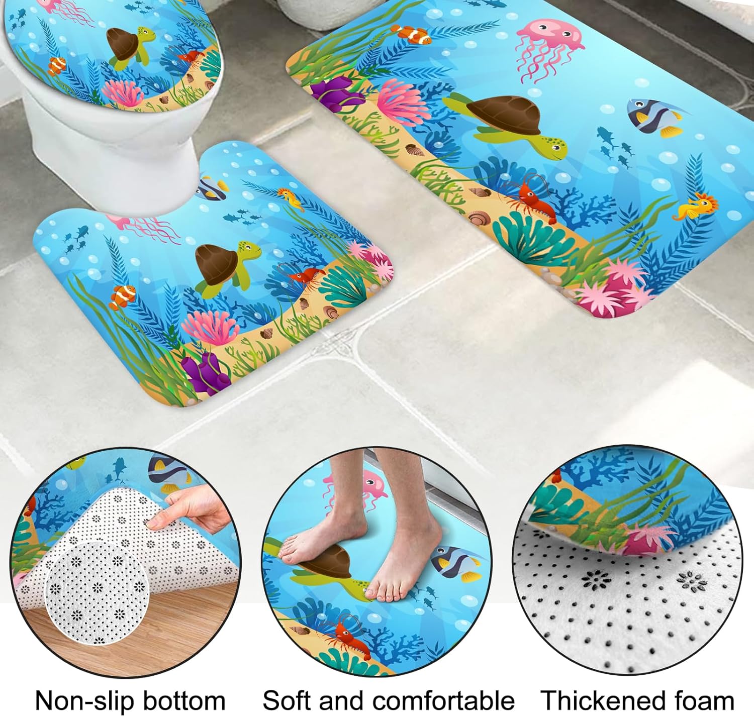 Lnond 4 Pcs Kids Bathroom Accessory Set