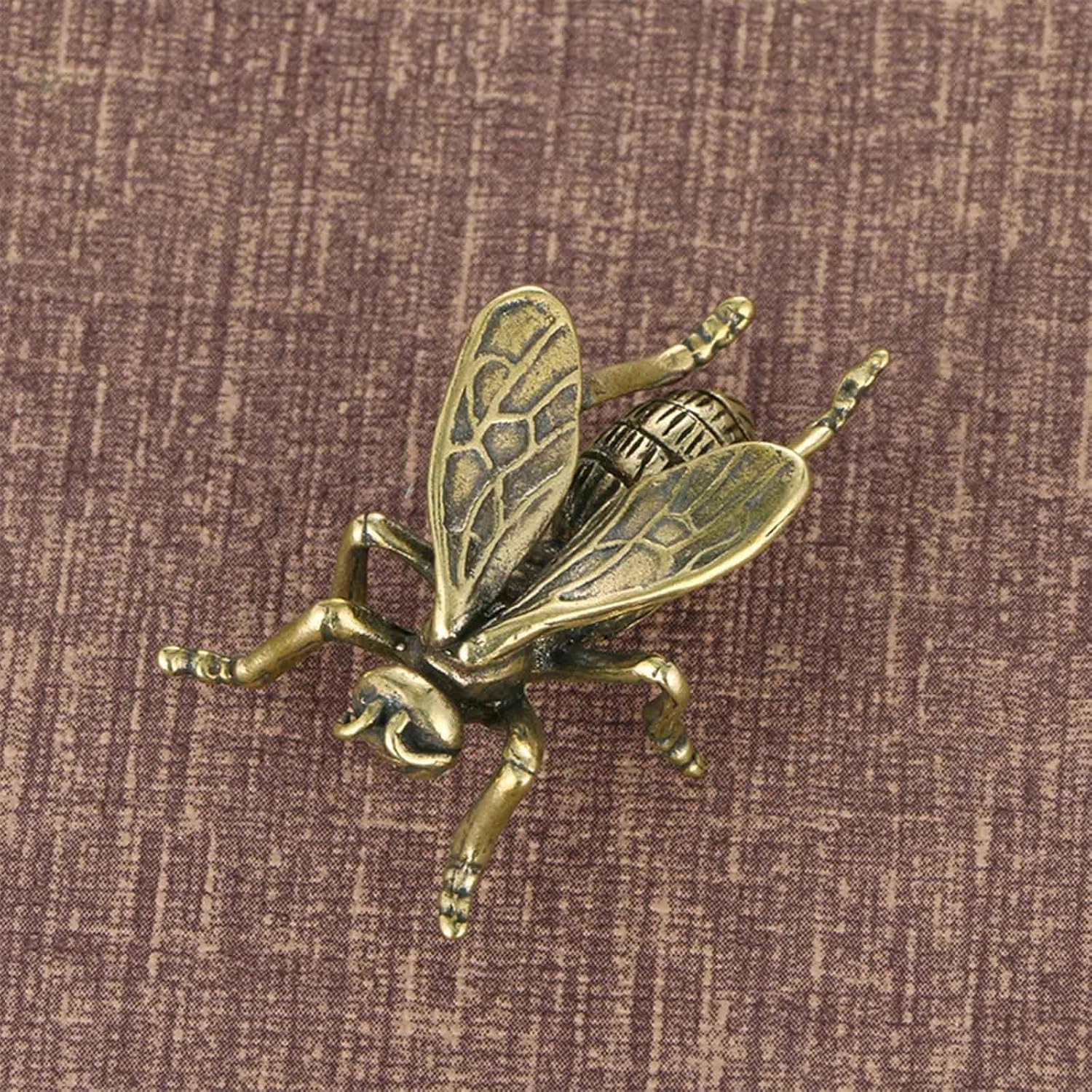 SnowOwl Brass Insect Figurine Set 3PC Gold Beetle Bee Decor