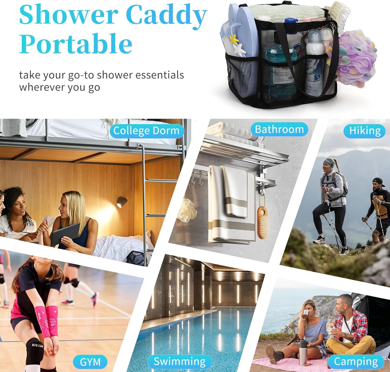 CUBETASTIC Upgraded Mesh Shower Caddy - Black