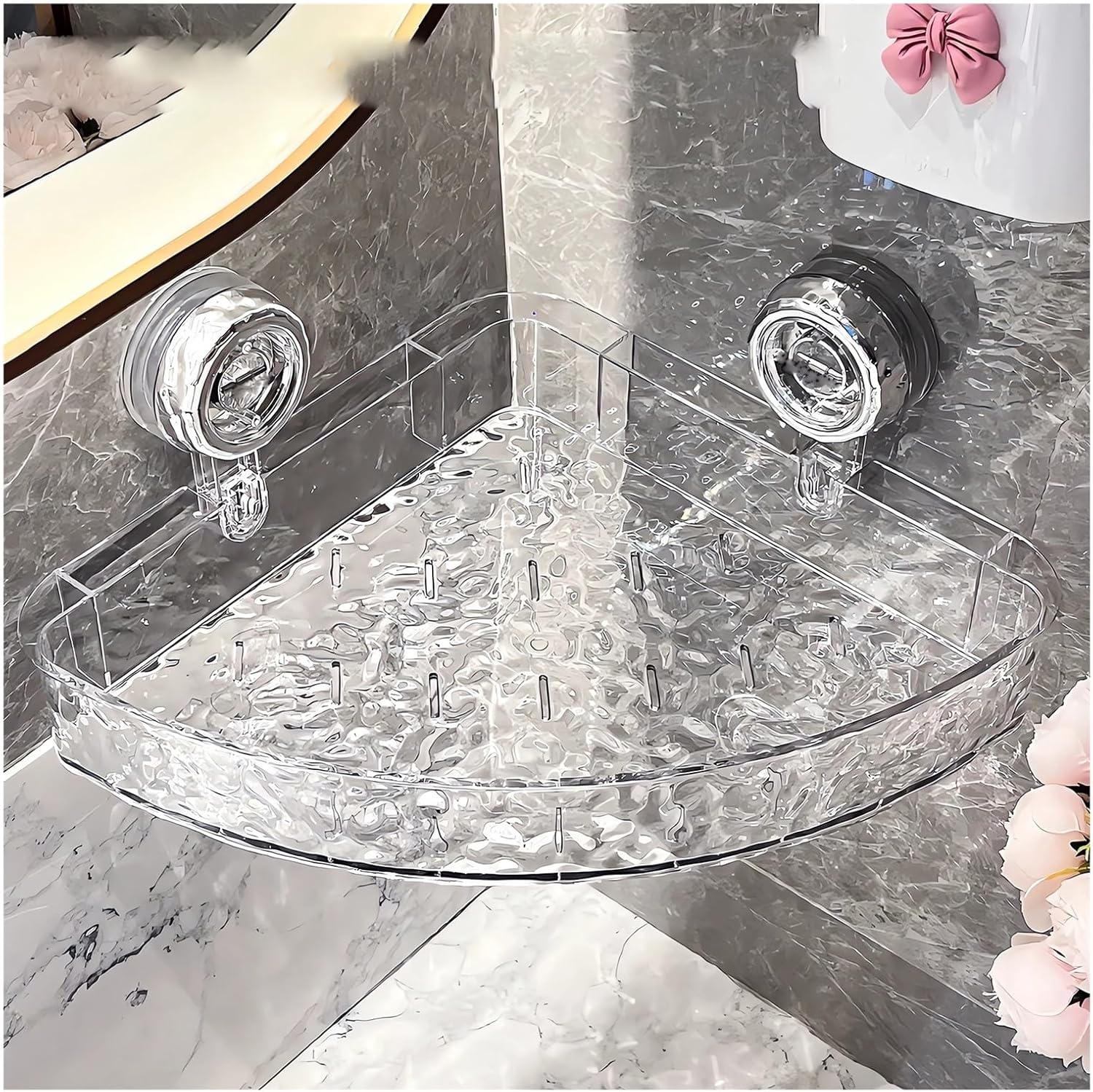 Removable Corrugated Suction Cup Shower Caddy Organizer