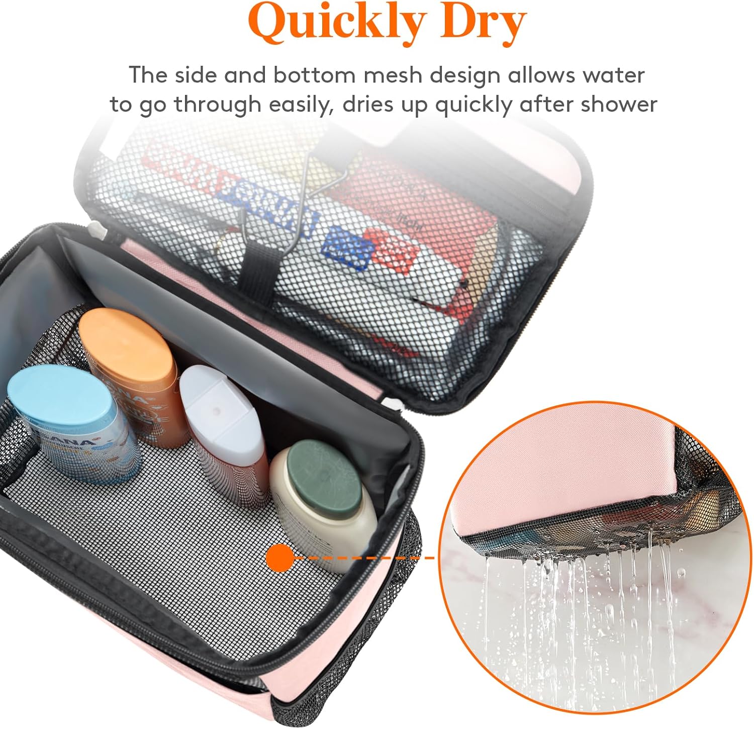 Lifewit Mesh Shower Caddy Bag for Women Large Pink