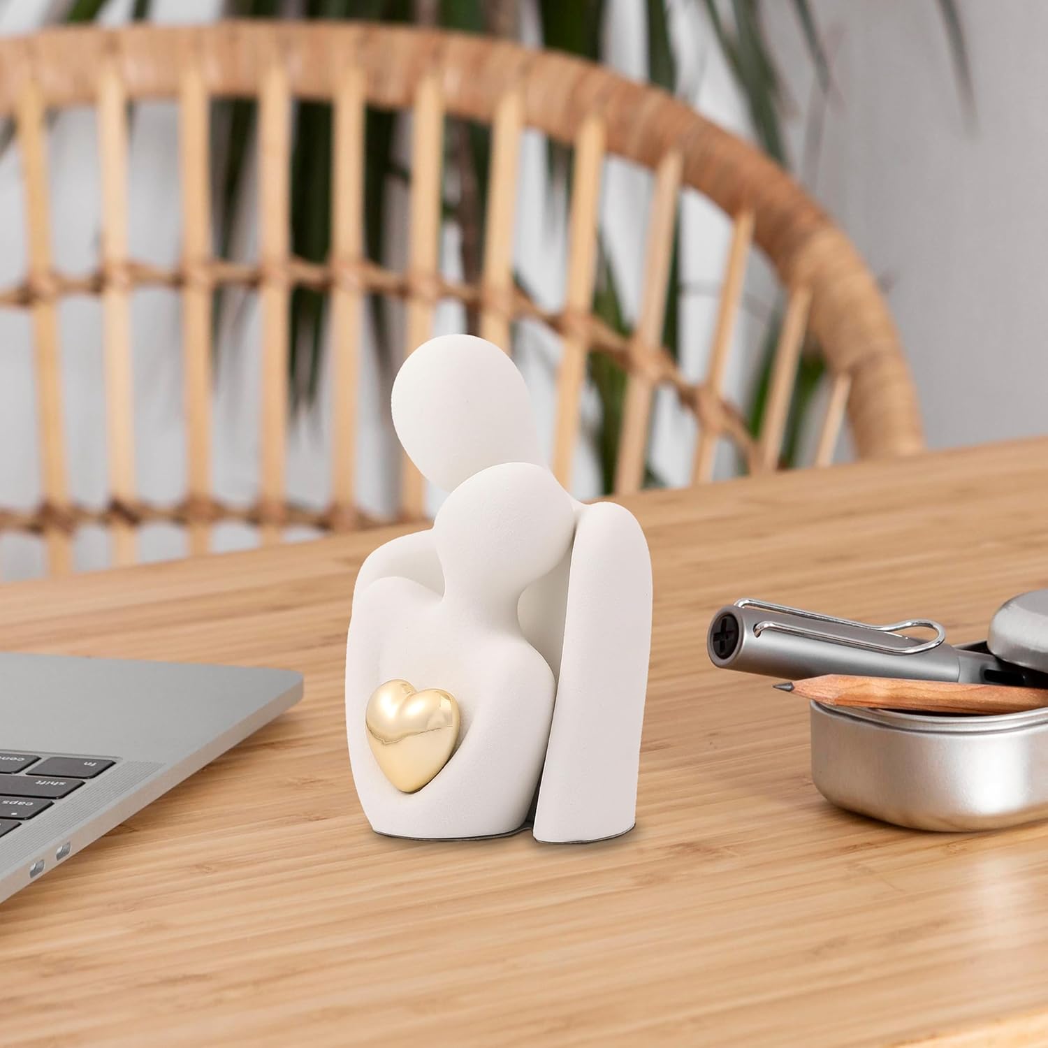 White Ceramic Hugging Couple Love Sculpture 315
