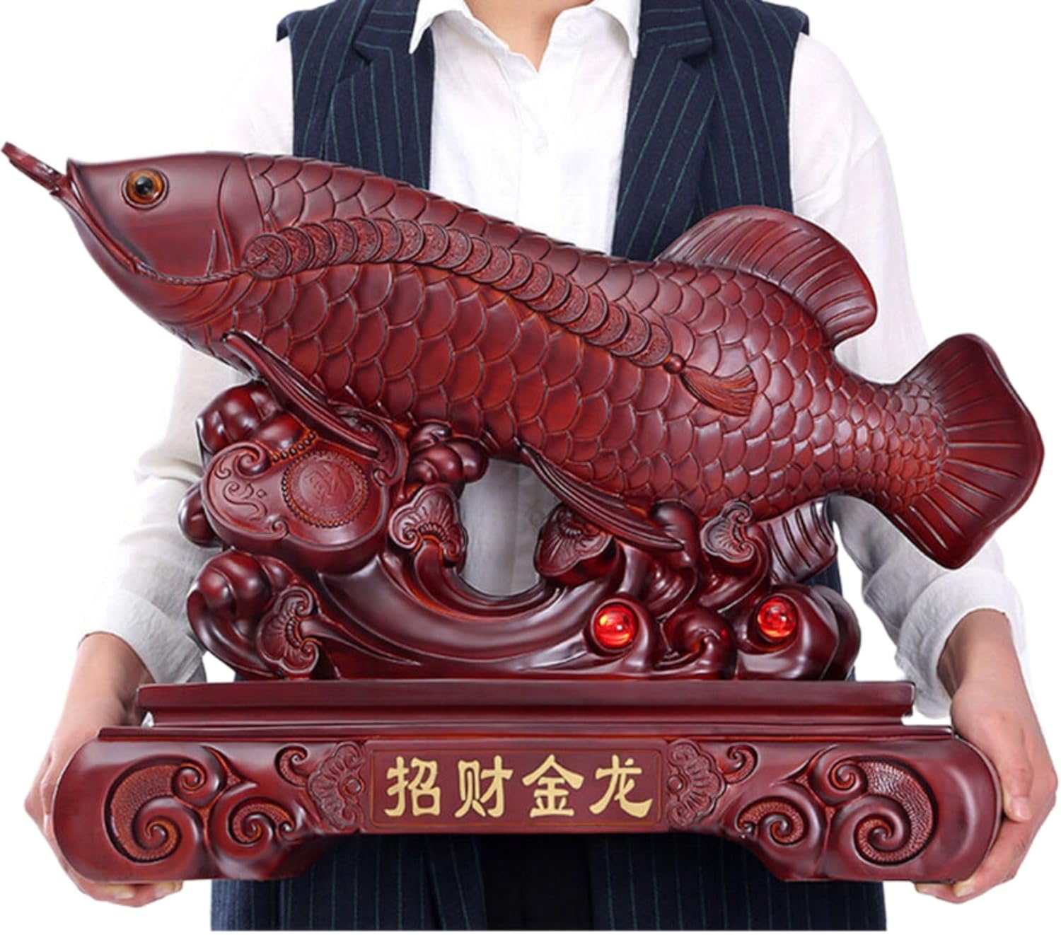 Large Feng Shui Resin Fish Statue for Wealth and Prosperity