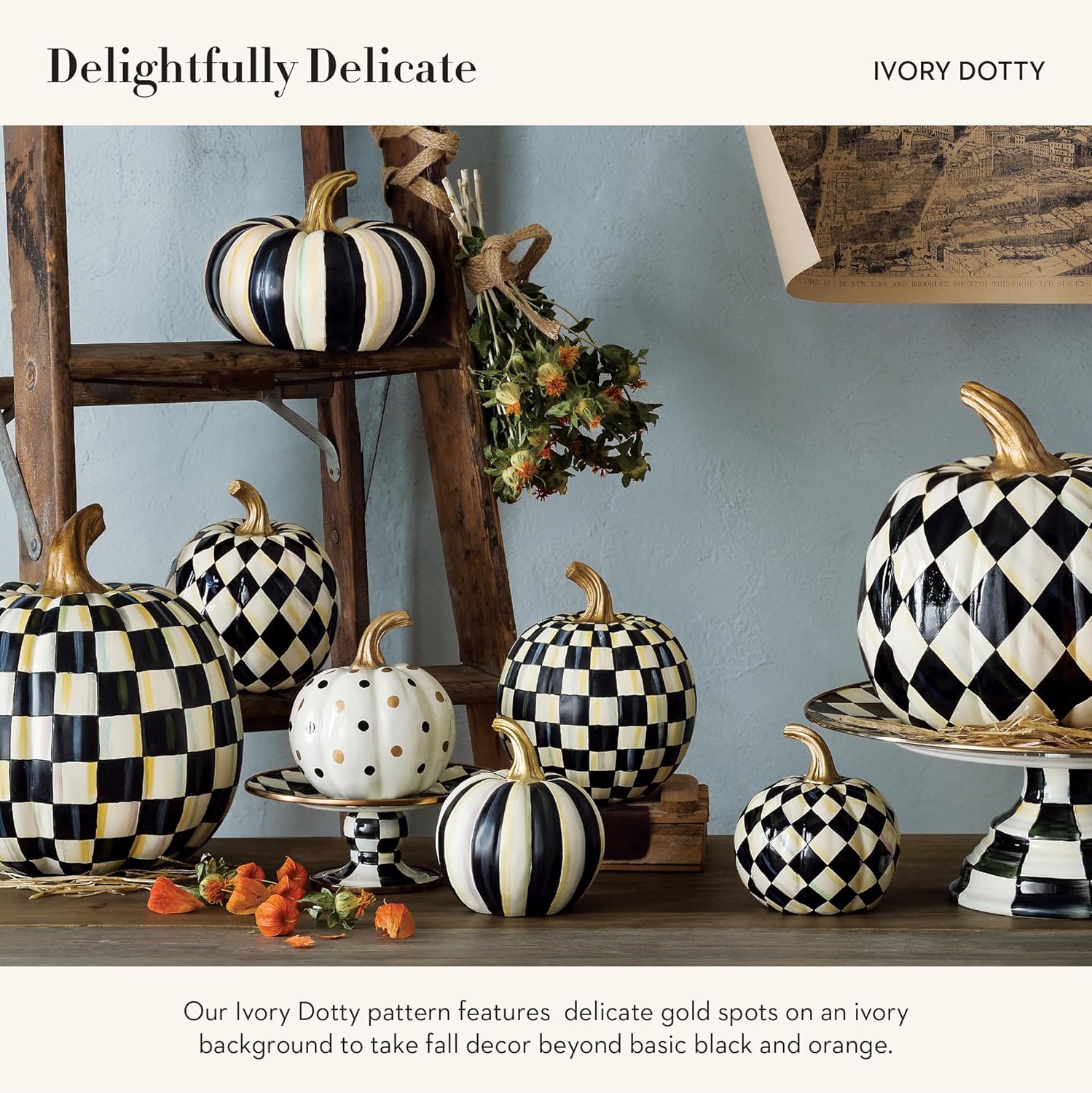 Ivory Dotty Pumpkin Resin Home Decor