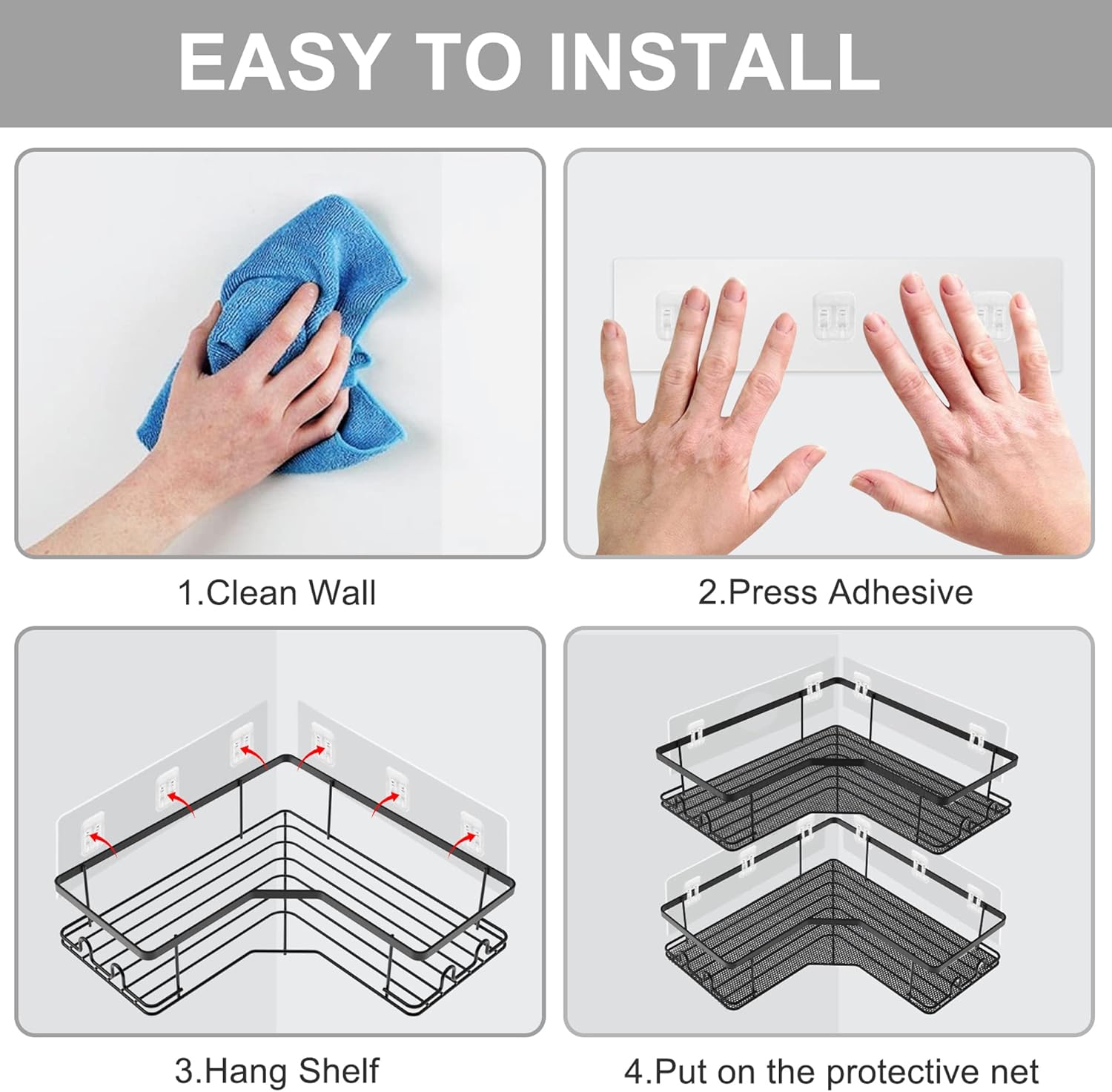 AOUKAR Shower Caddy Adhesive Stickers 2Pack No Drilling