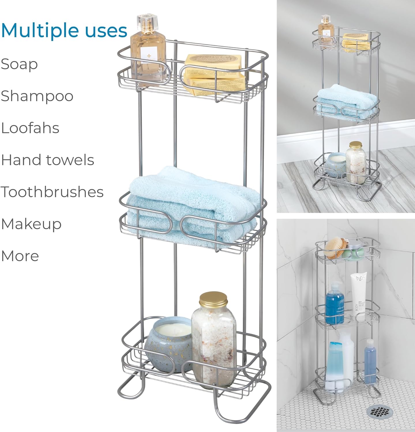 InterDesign iDesign Neo Bathroom Standing Shelves Silver