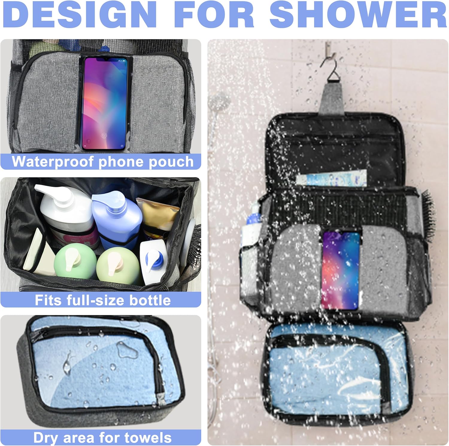 TOPMELON Portable Shower Caddy for Travel and Dorm