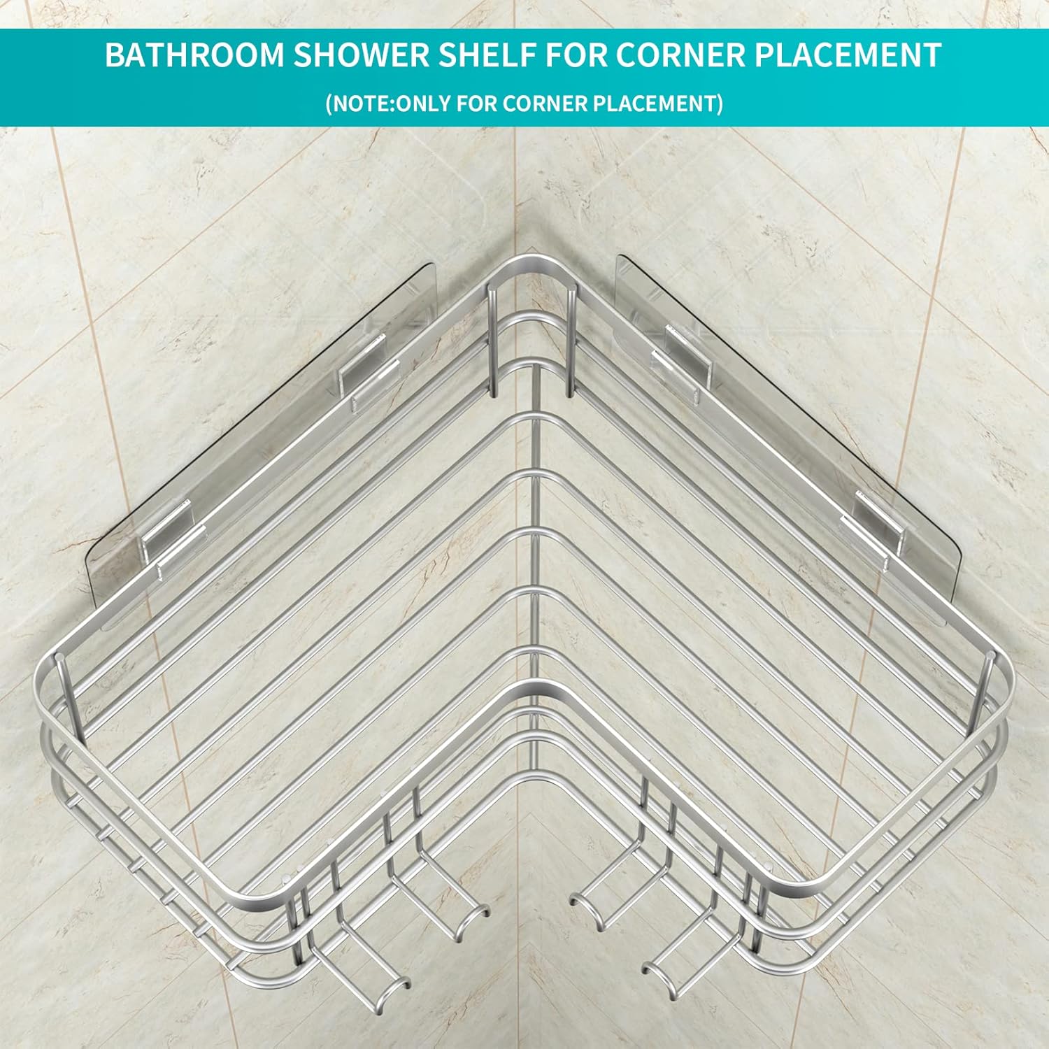 Yazoni Shower Caddy 2-Pack Corner Shelf Silver