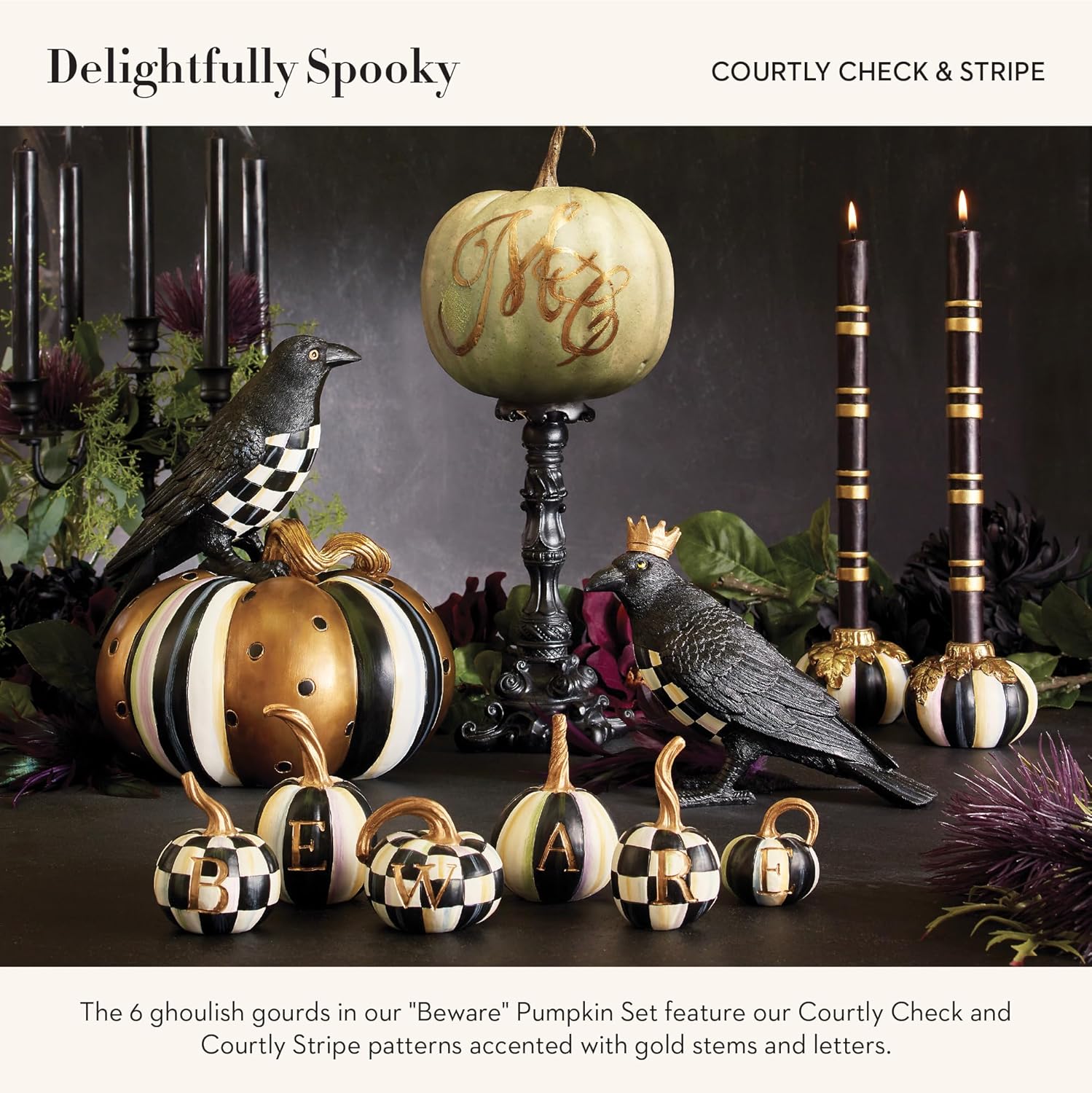 MACKENZIE-CHILDS Beware Resin Pumpkin Decor Set of 6