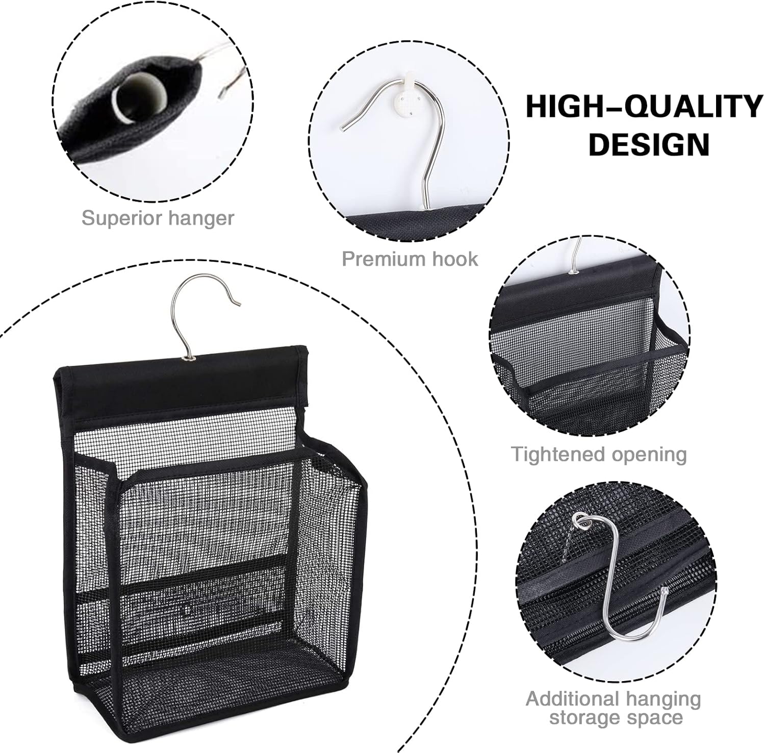 Hanging Mesh Bath Basket Organizer for College Dorms and Travel