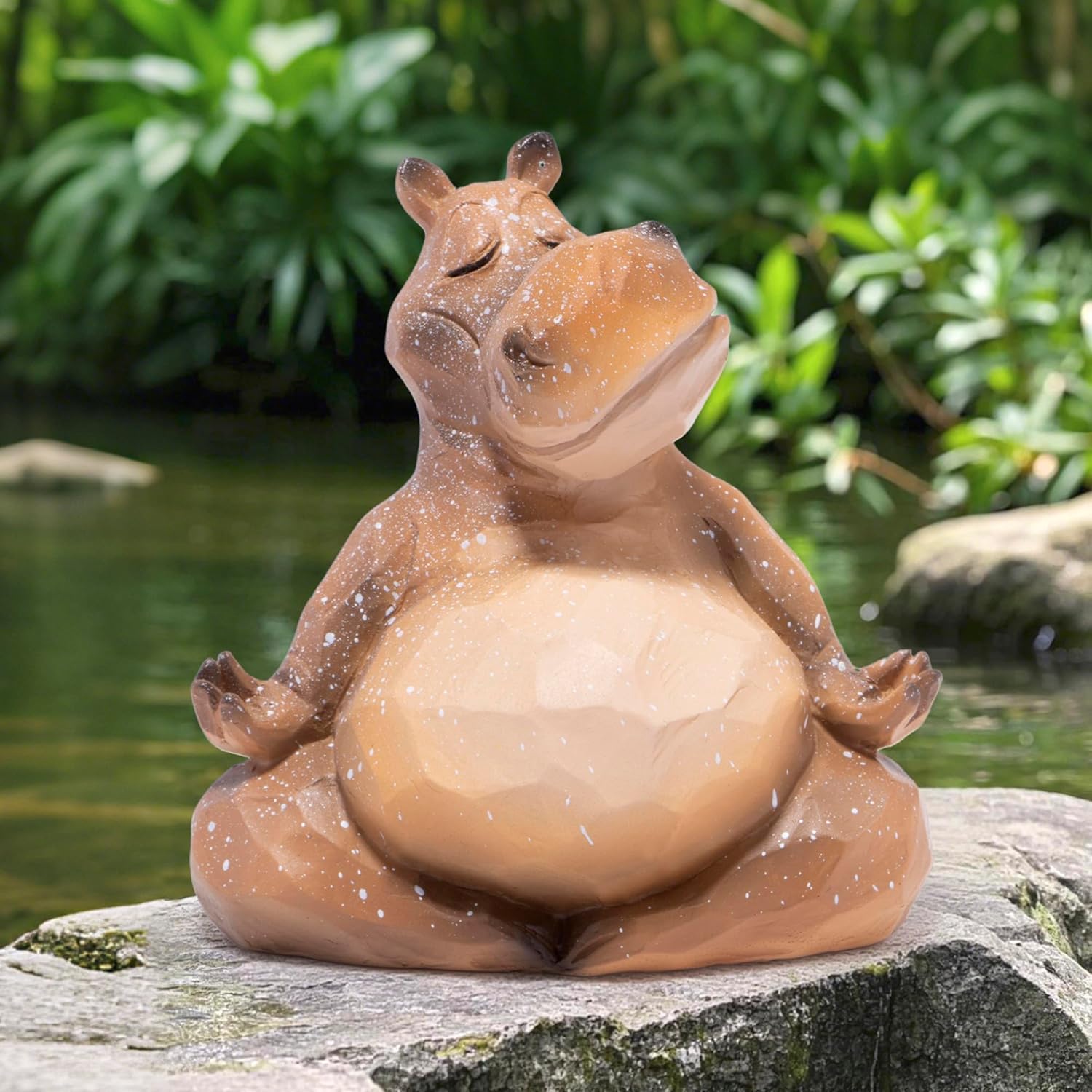 Hodao Yoga Hippo Statue for Home Decor