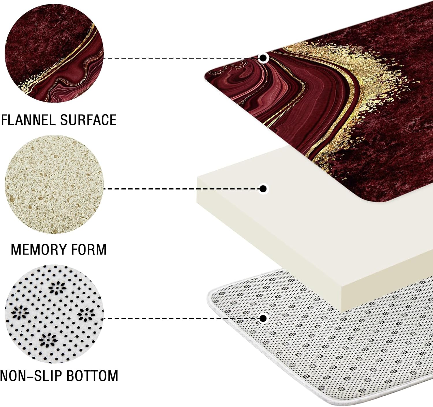 Gibelle 4 Pcs Luxury Marble Shower Curtain Set with Non-Slip Rugs