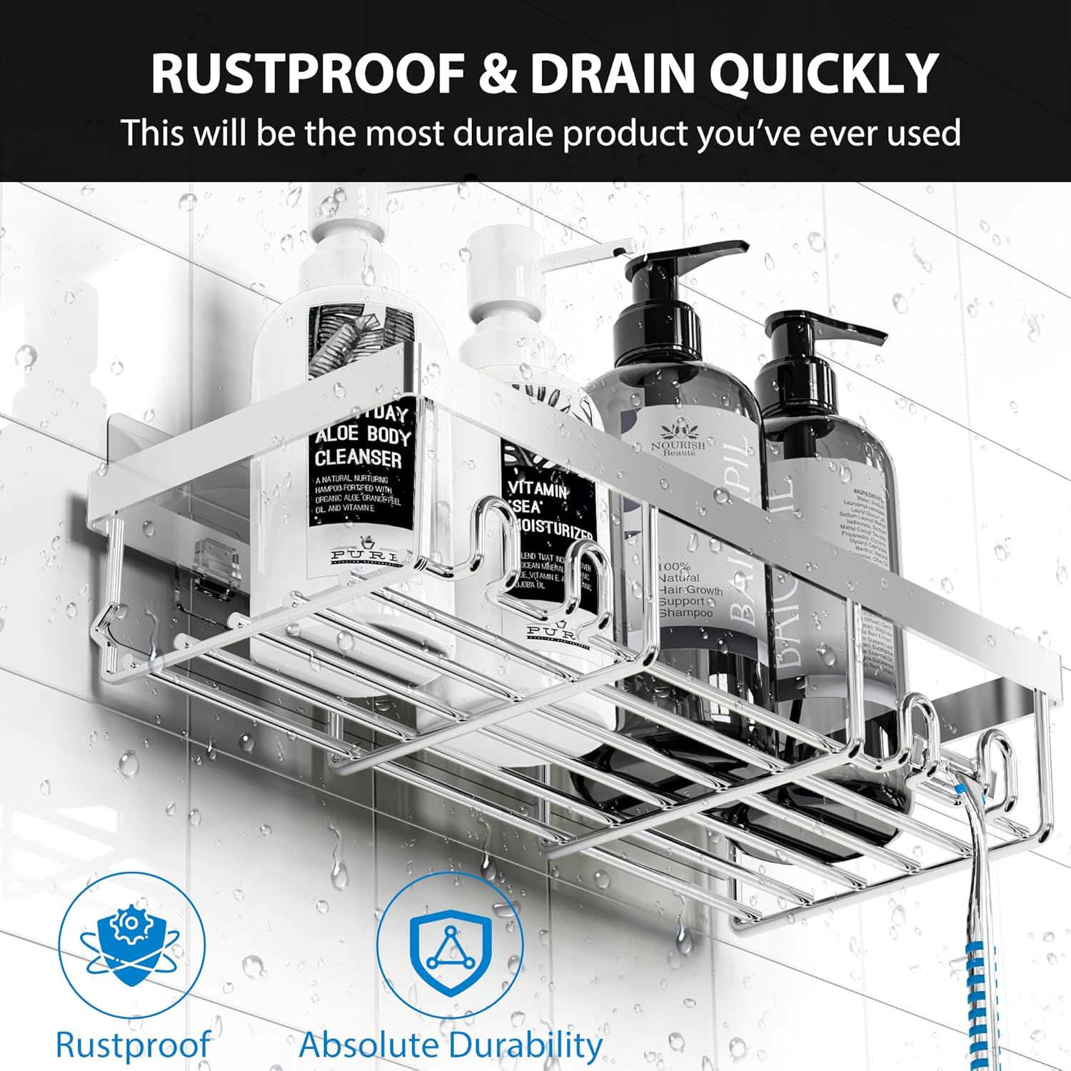 Moforoco 5-Pack Adhesive Shower Caddy Organizer 1
