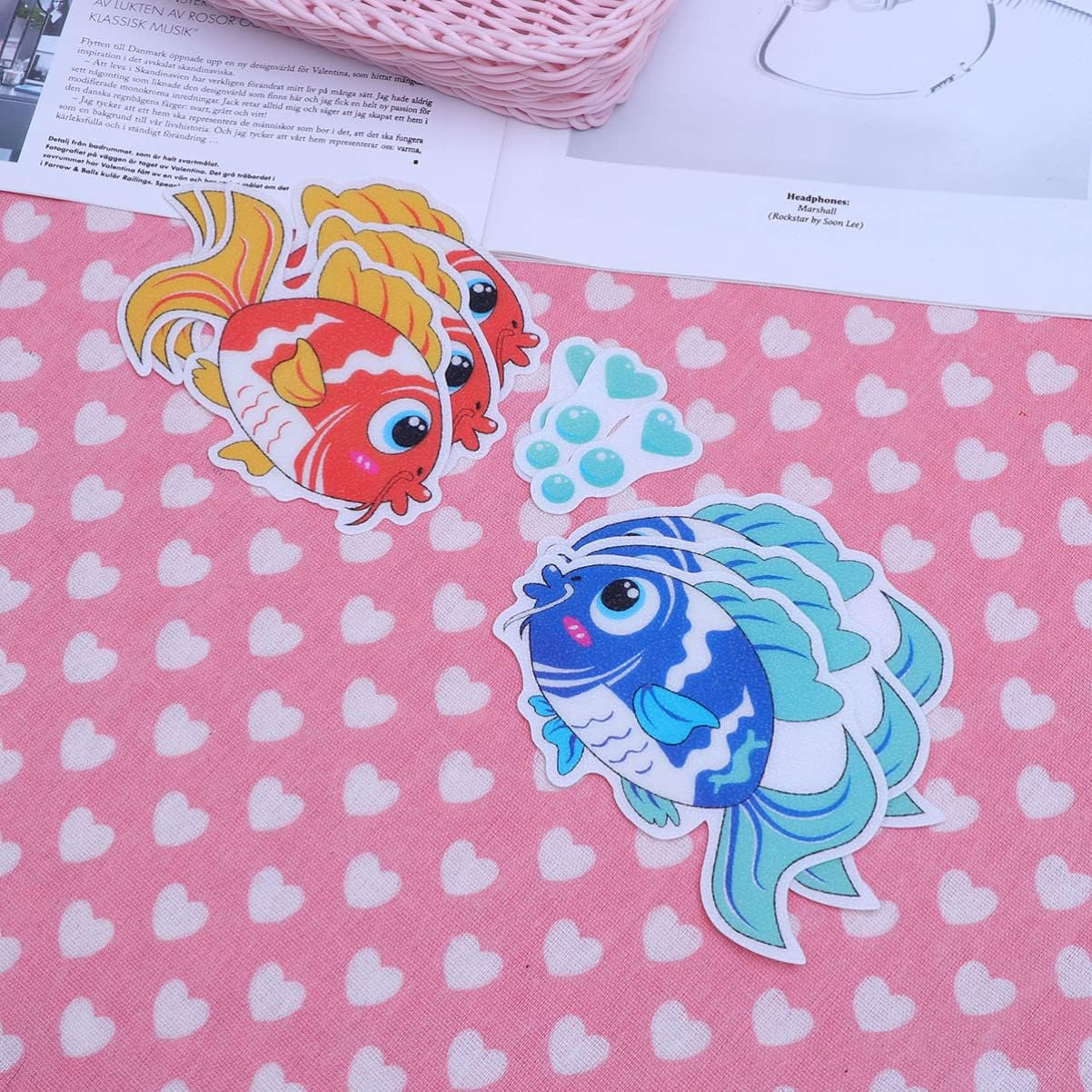 Cabilock 6pcs Bathtub Non-Slip Stickers Fish Design