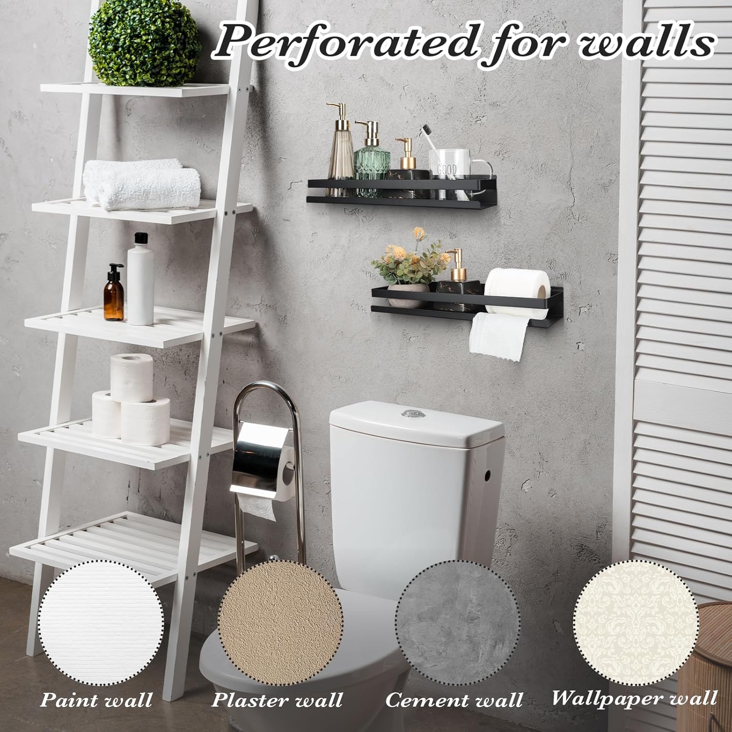 Lallisa 2 Piece Black Stainless Steel Shower Shelf Organizer