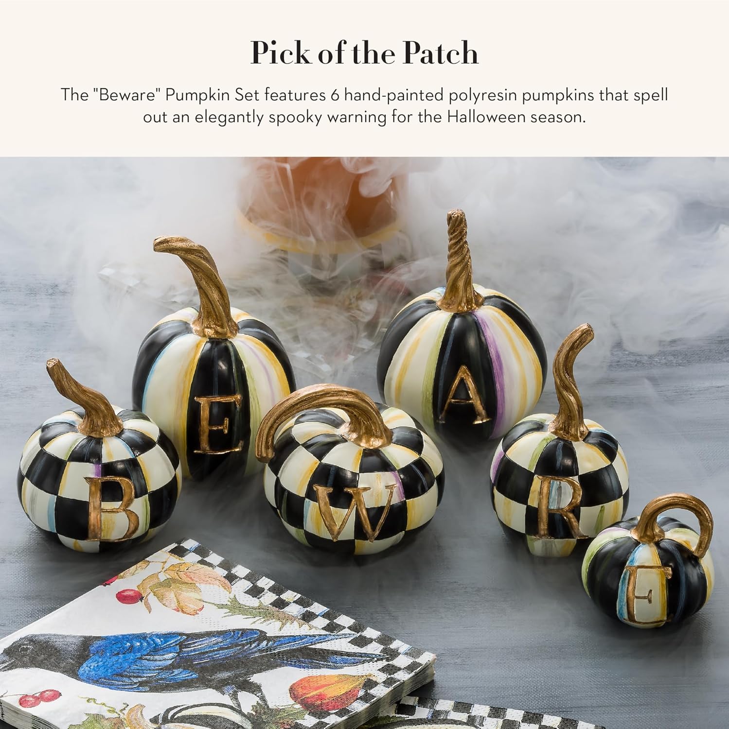 MACKENZIE-CHILDS Beware Resin Pumpkin Decor Set of 6