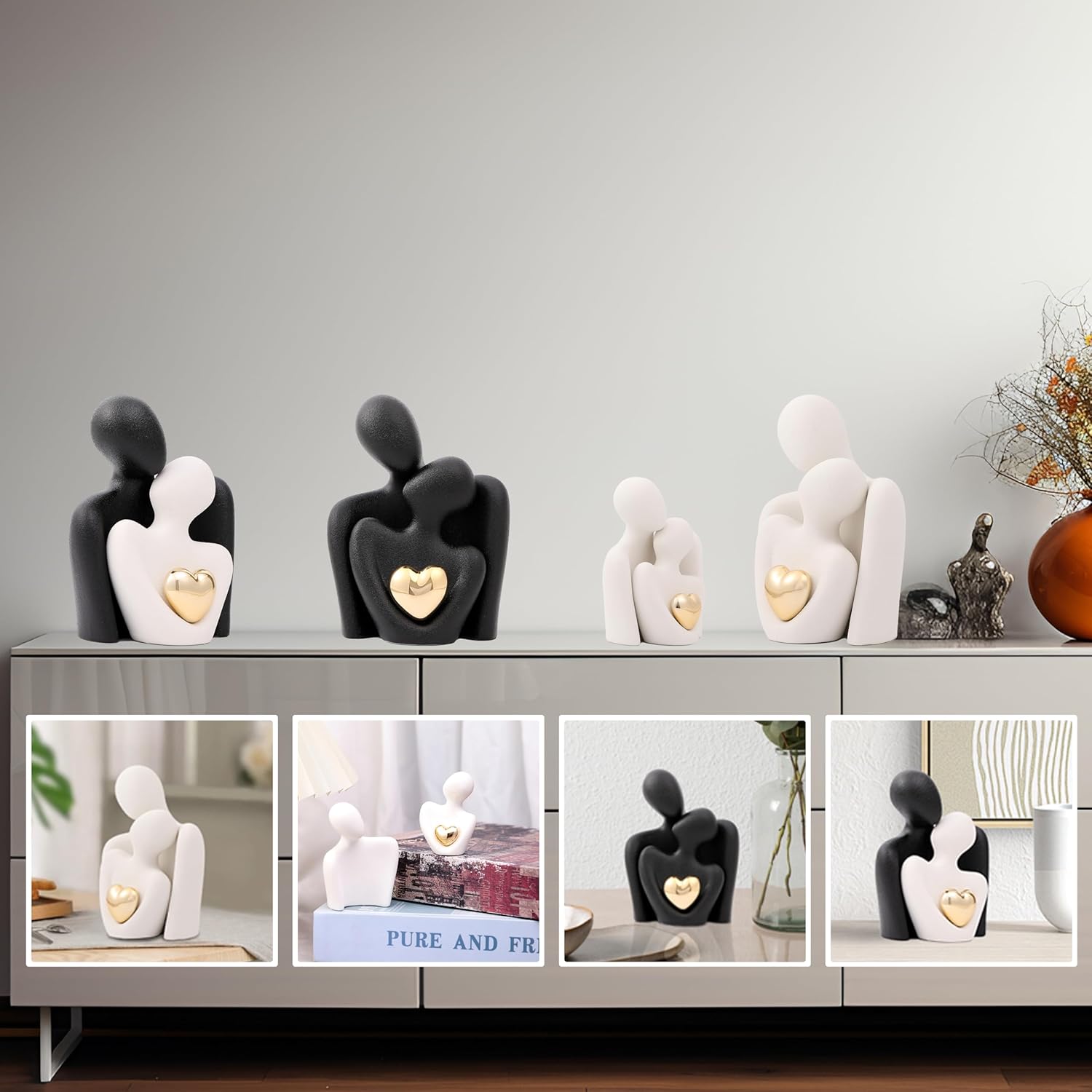 White Ceramic Hugging Couple Love Sculpture 315