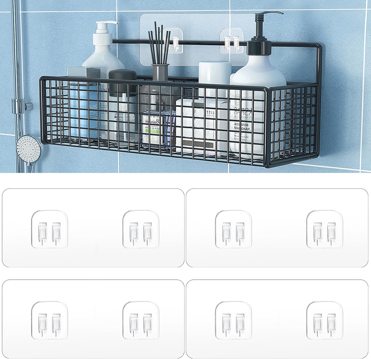 4 Pack Strong Adhesive Suction Cup Hooks for Shower Caddy