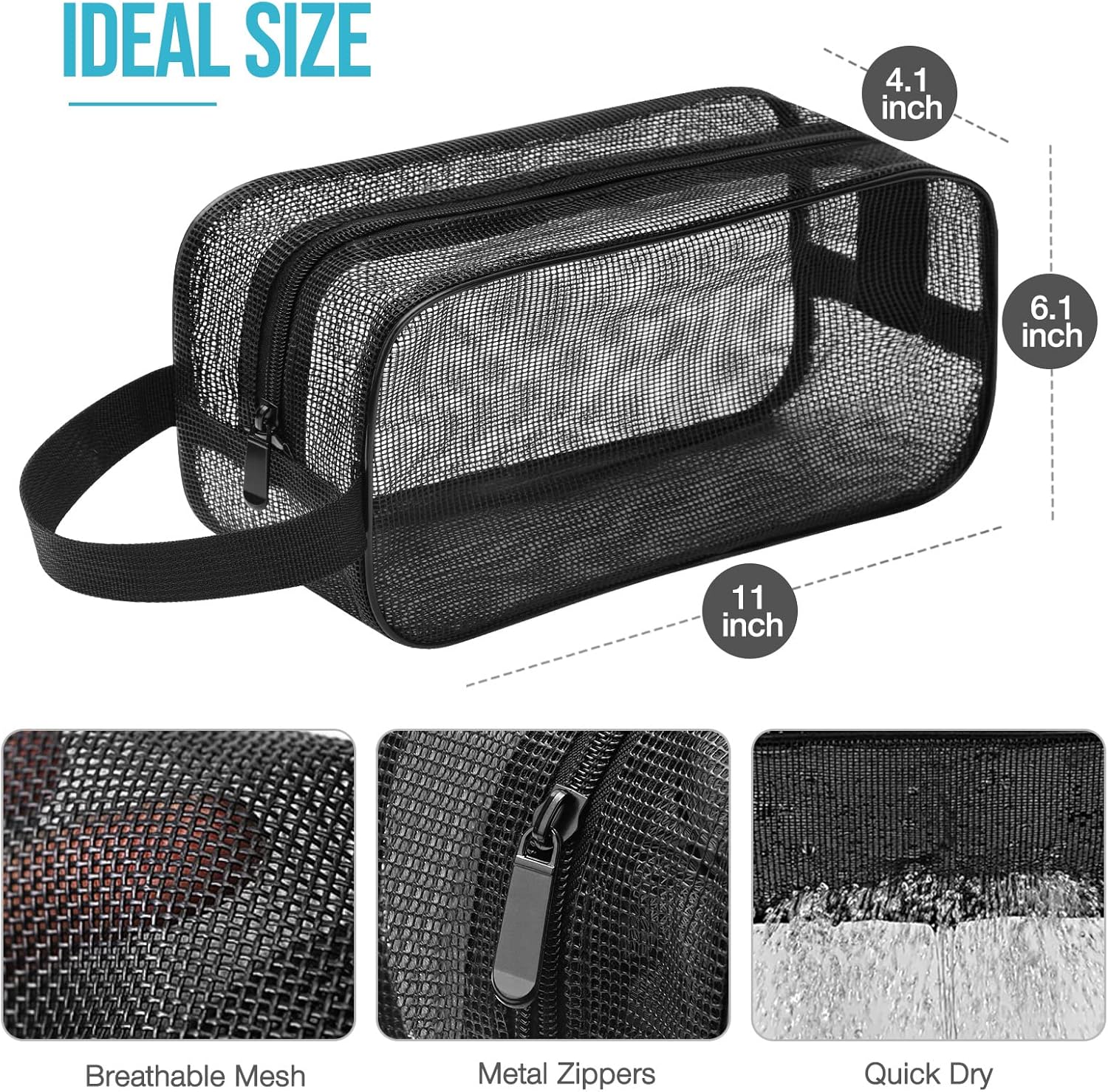 Gocvo Mesh Shower Caddy Black Portable Organizer Tote