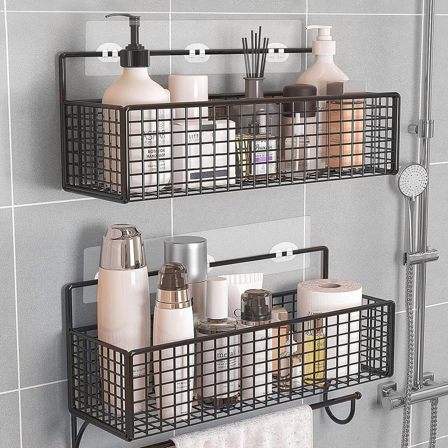 14-Pack Adhesive Shower Caddy Hooks No Drilling