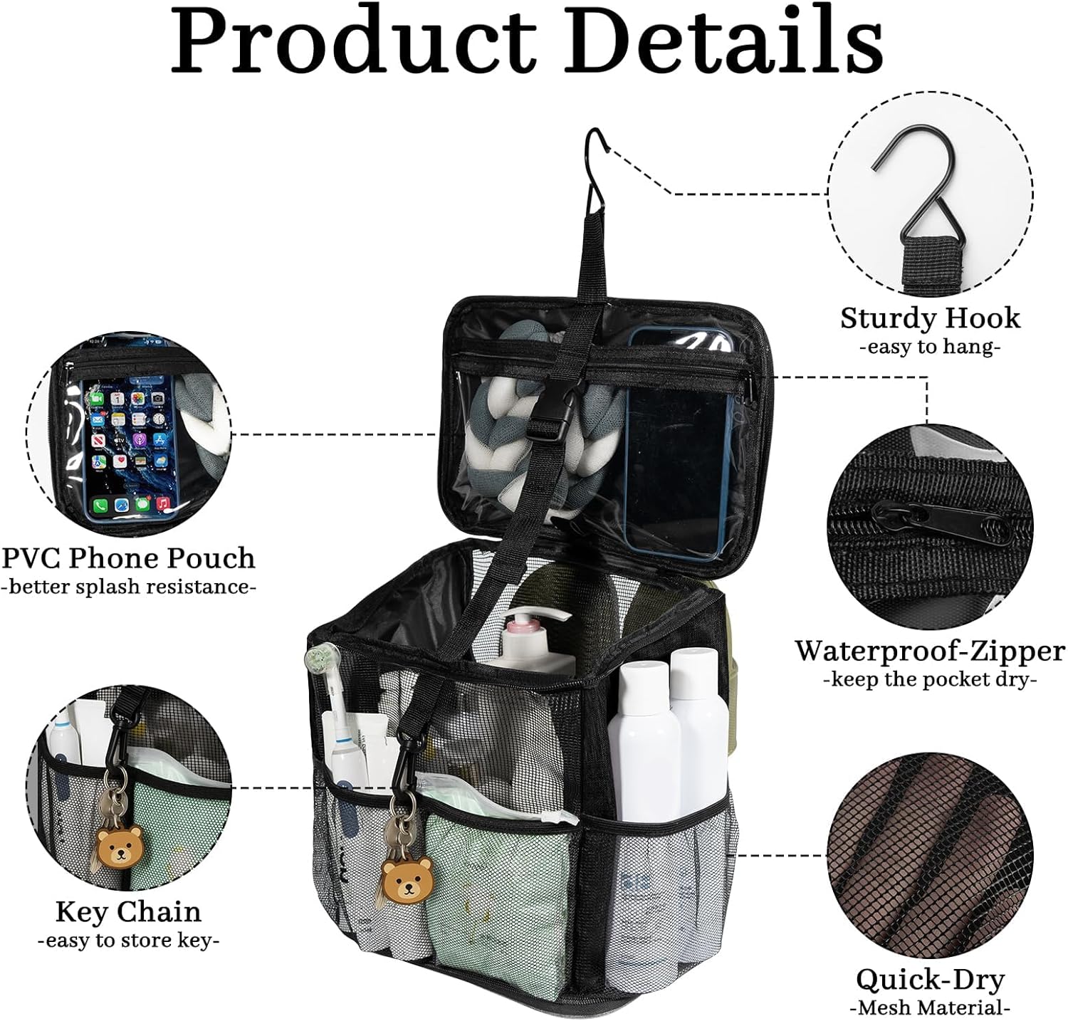 Lemoobolsa Mesh Shower Caddy Black