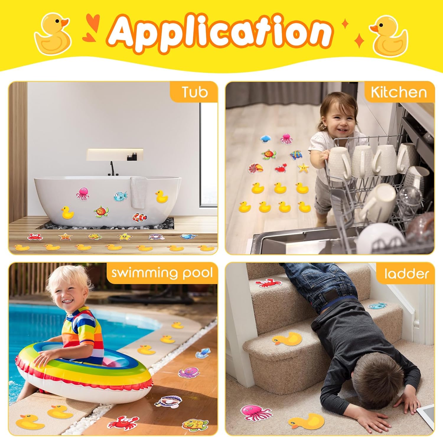 Chiisong 40 Pcs Non-Slip Bathtub Stickers with Scraper