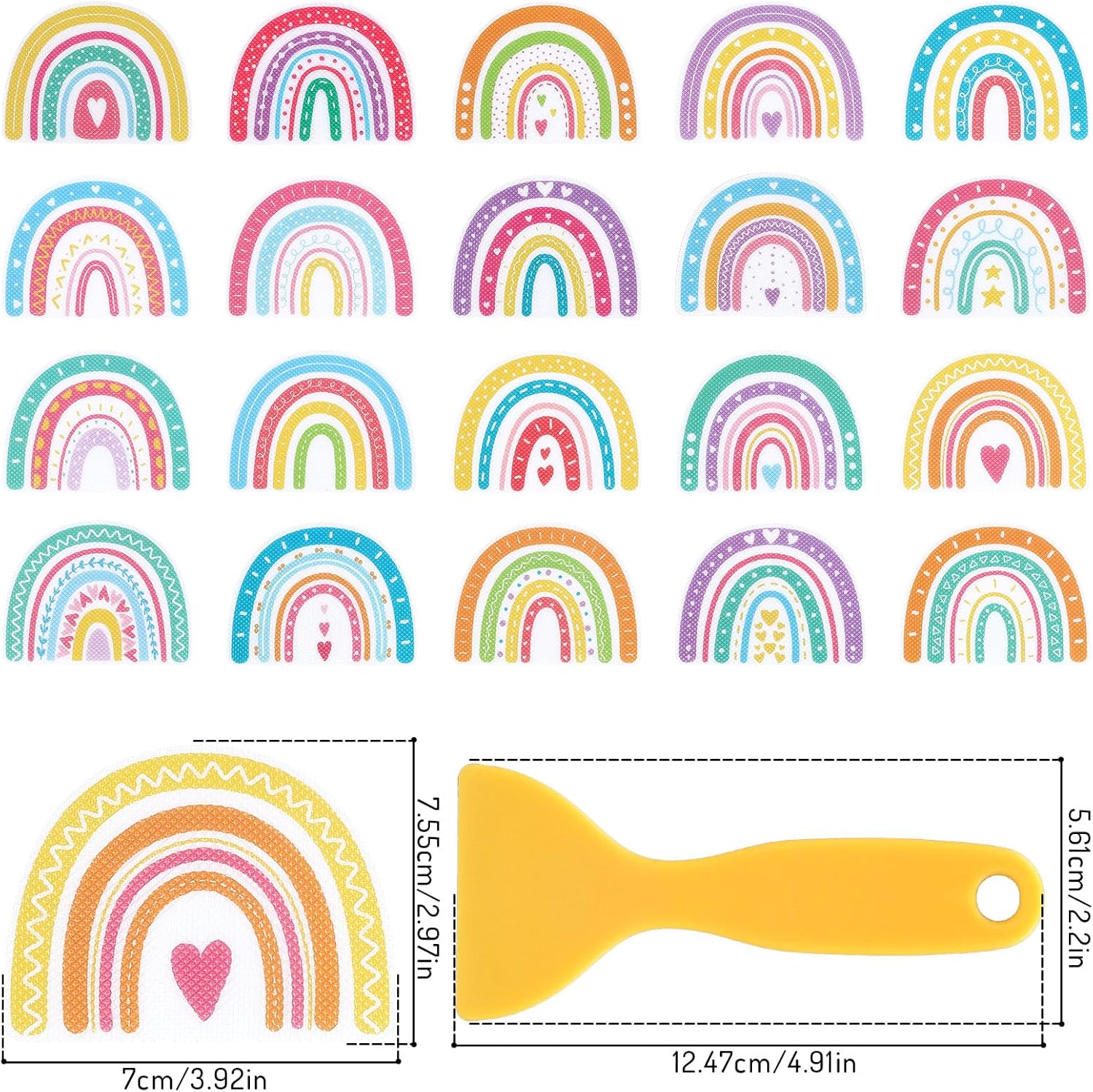 Whaline 20Pcs Boho Rainbow Non Slip Bath Stickers