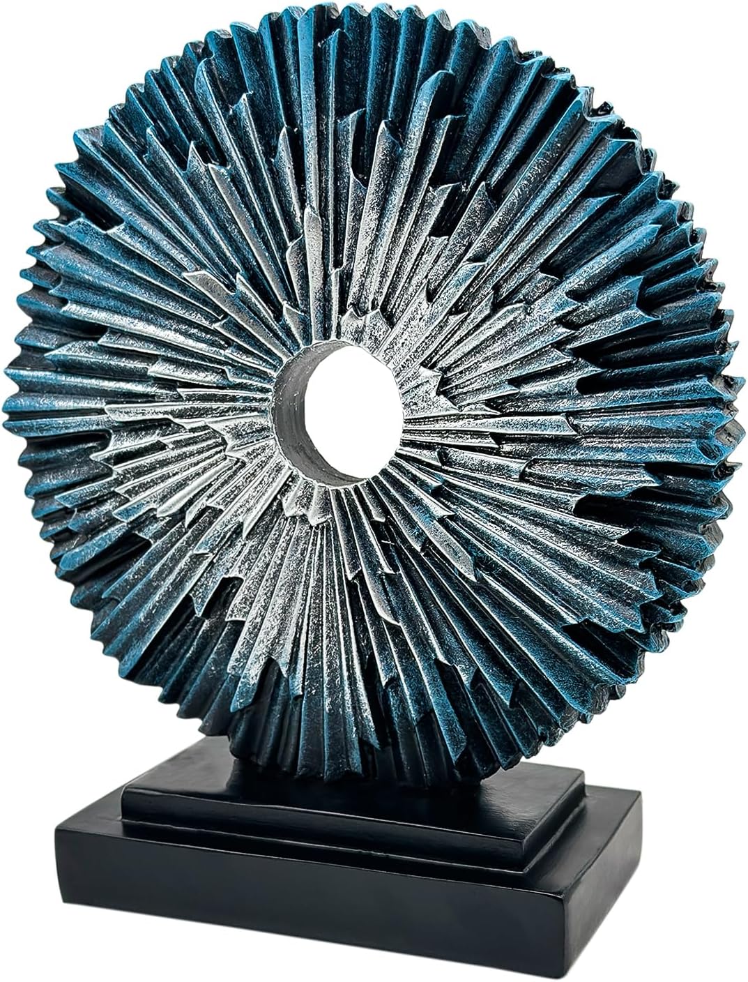 Abstract Blue Silver Modern Sculpture for Home Office Decor
