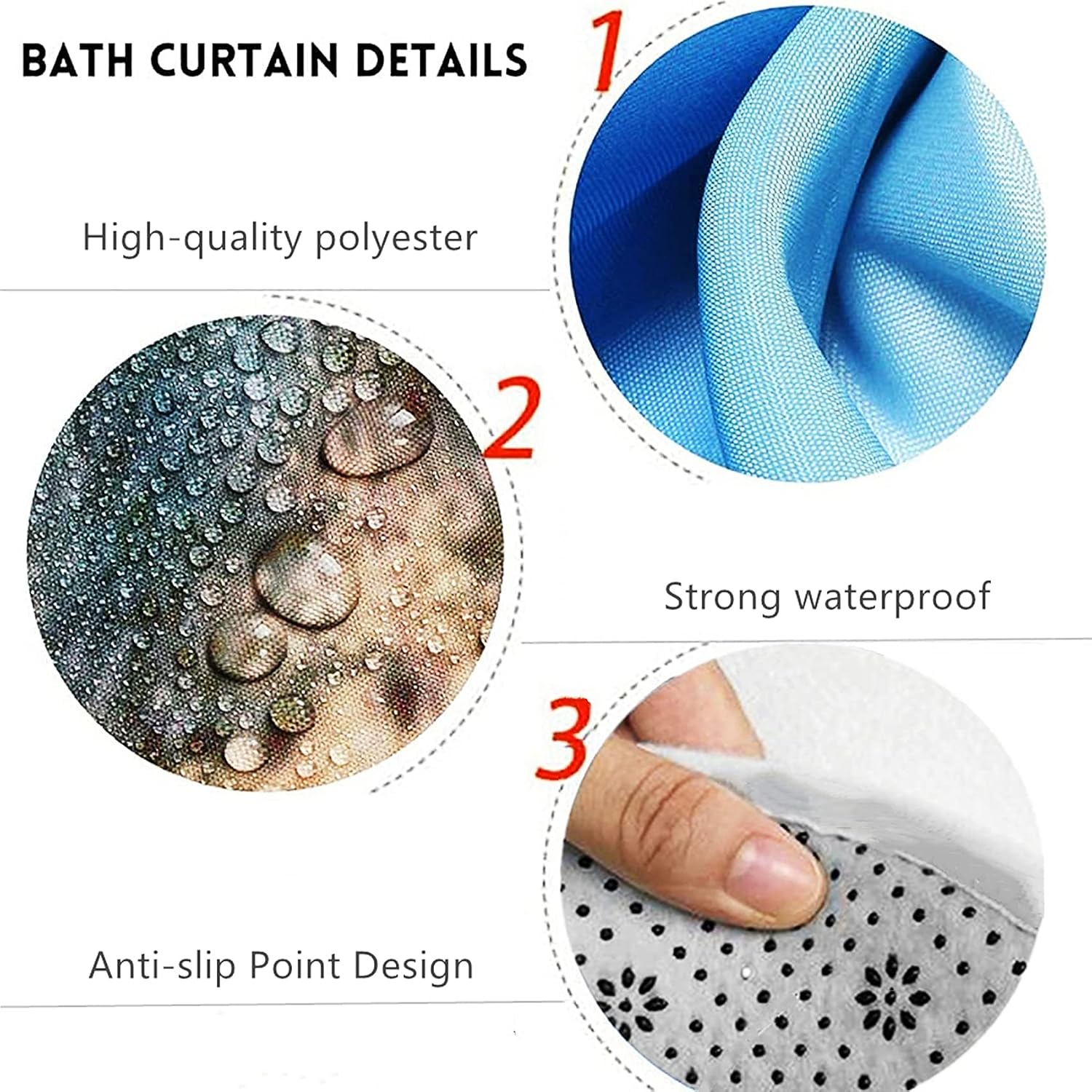 Nkzply 4 Pcs Beach Shower Curtain Bathroom Set