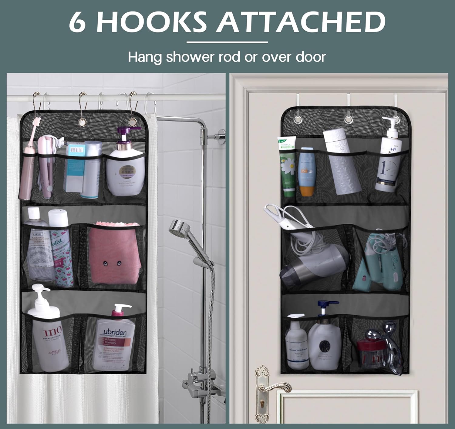 MISSLO Mesh Shower Caddy with Door and Curtain Hooks