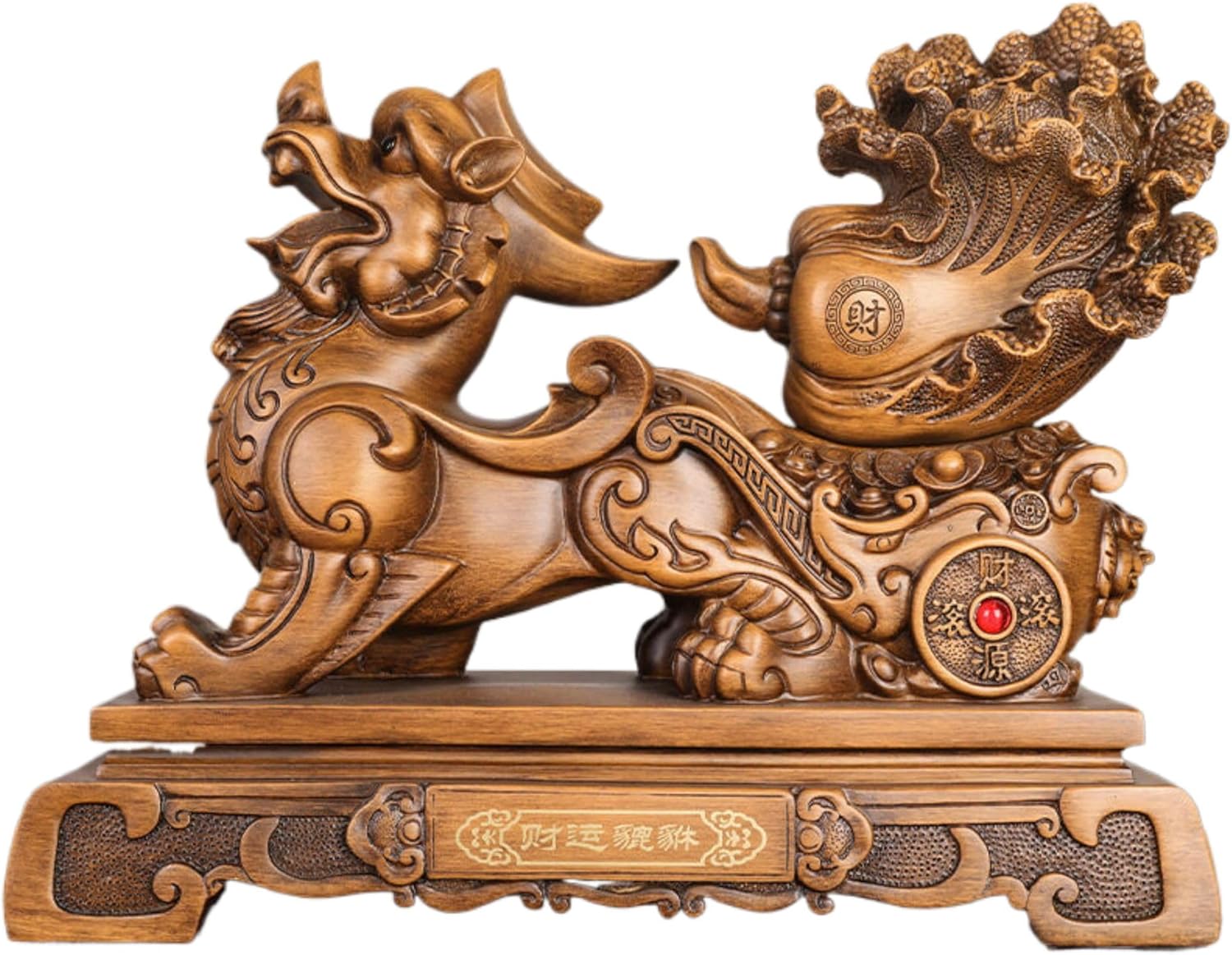 Feng Shui Wealth Statue Resin and Jade Bok Choy Decor