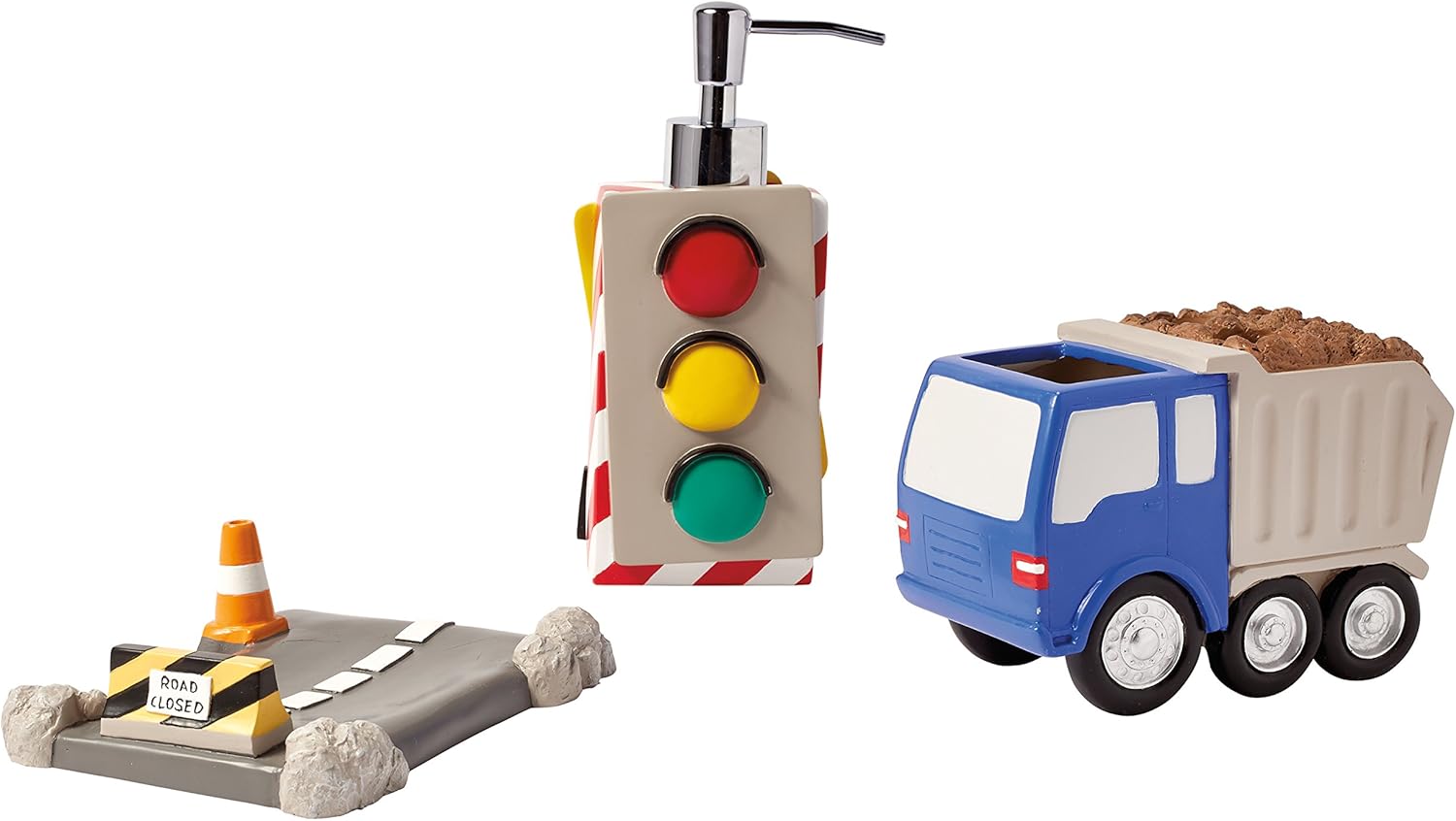 Dream FACTORY Trains and Trucks Bathroom Accessories Set
