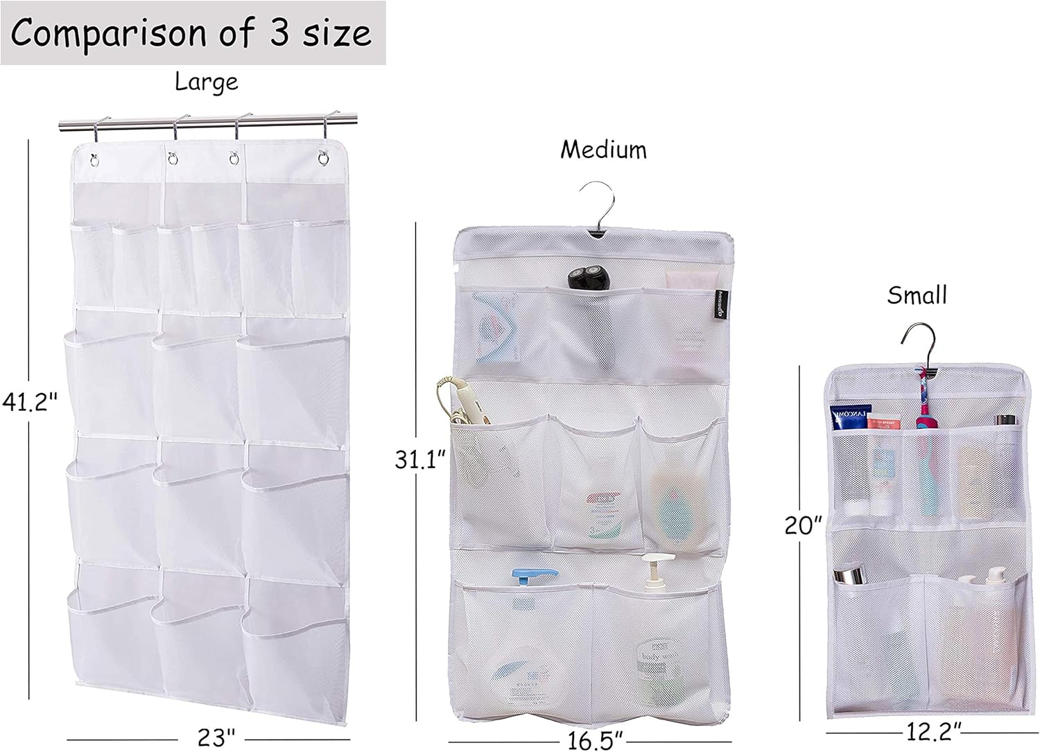 MISSLO 8-Pocket Mesh Shower Organizer with Rotating Hanger