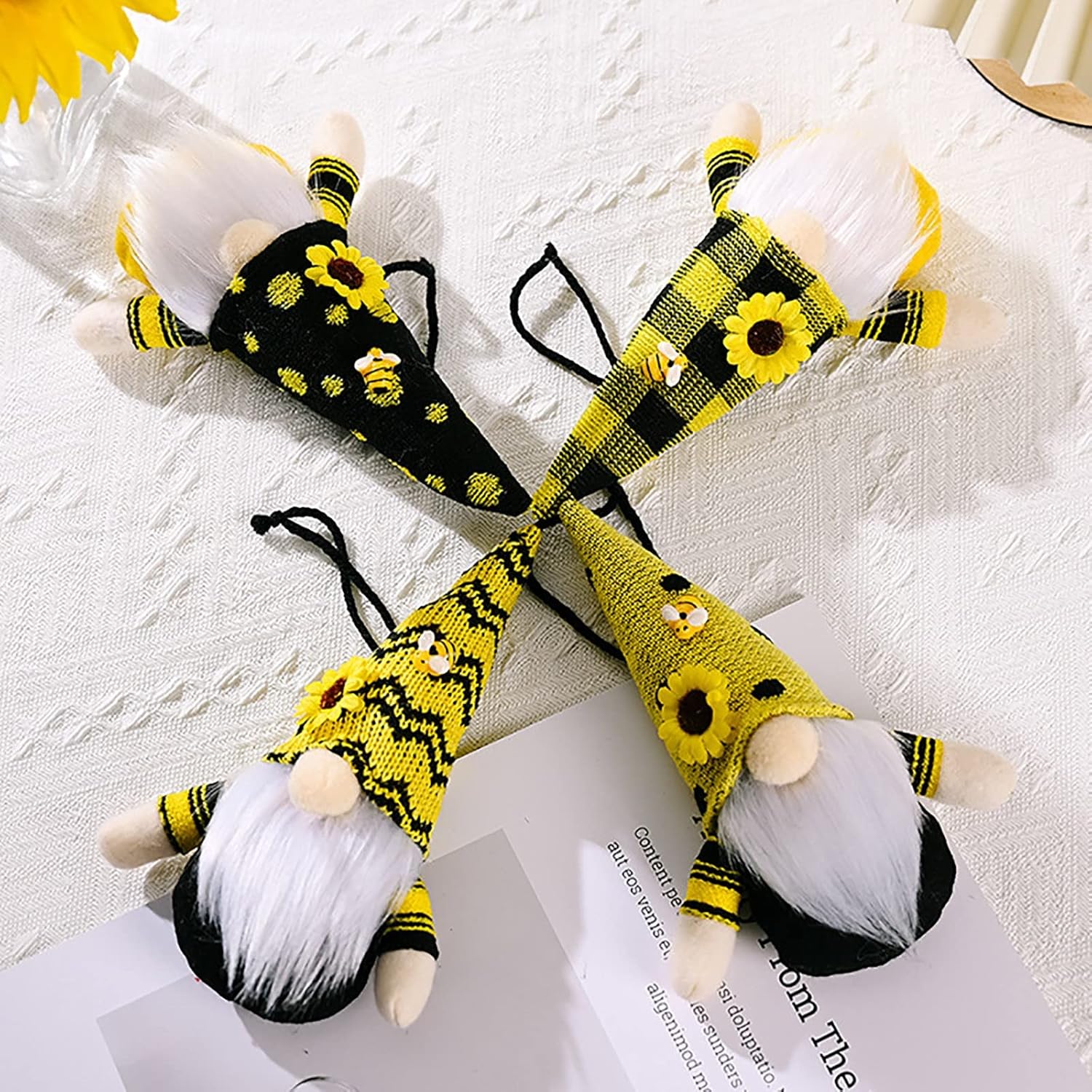 Mini Plush Sunflower Gnome Desk Statue Decor
