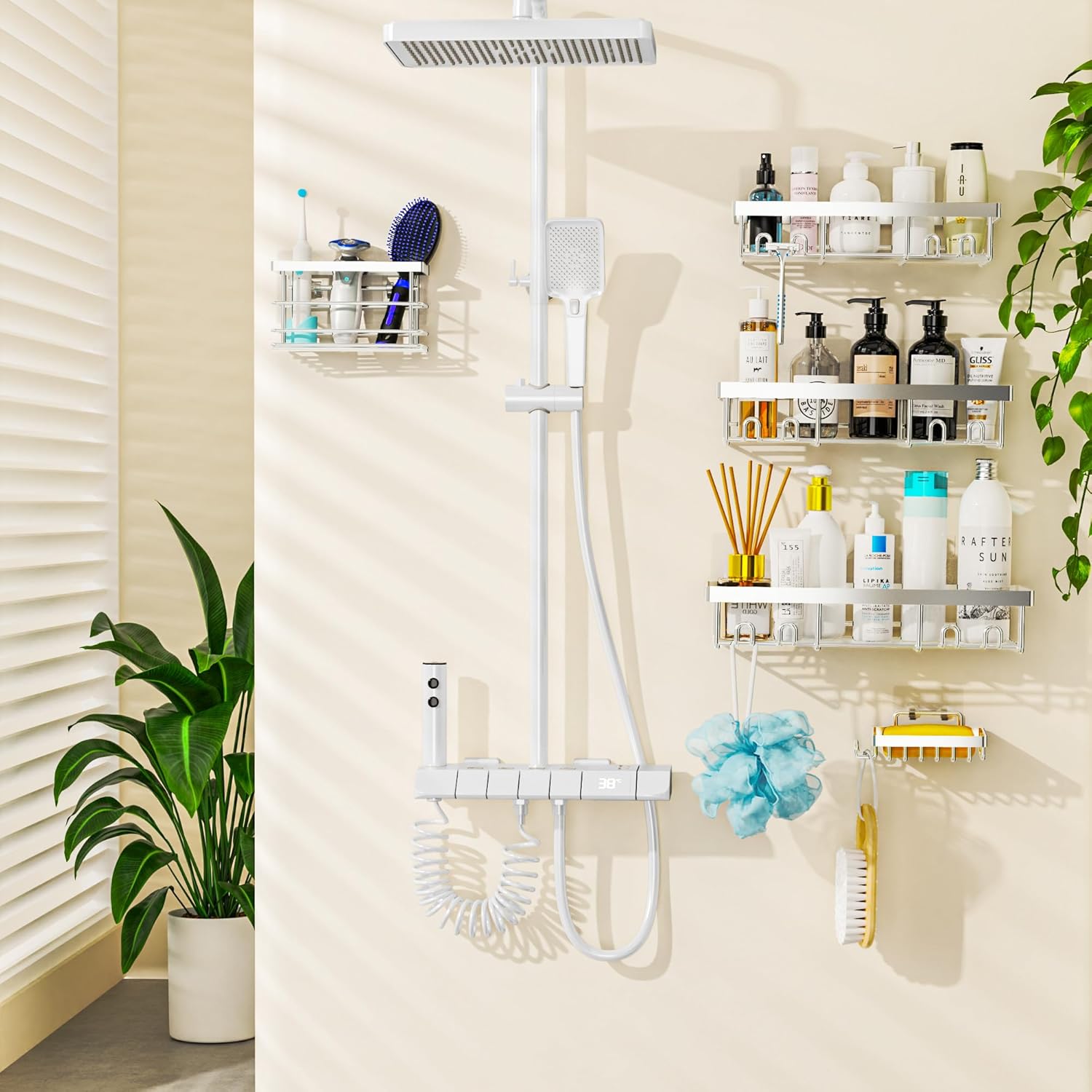 Moforoco 5-Pack Adhesive Shower Caddy Organizer 1