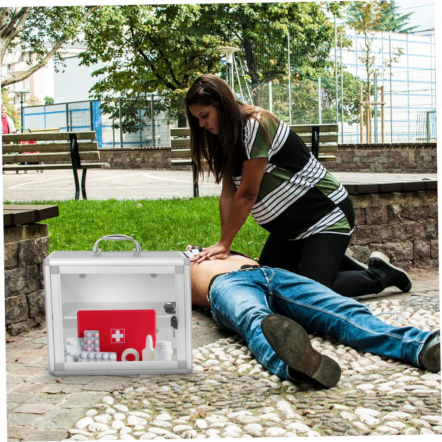 SOESFOUFU Portable Medicine Cabinet Locking Storage Box