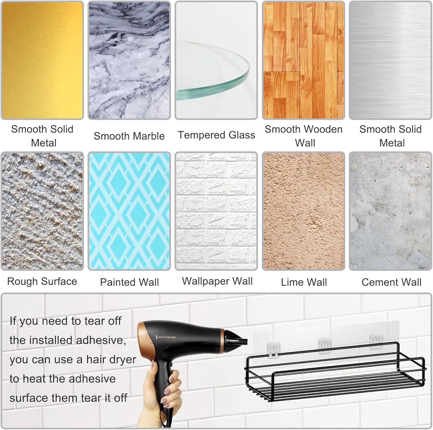 AOUKAR Shower Caddy Adhesive Stickers 2Pack No Drilling