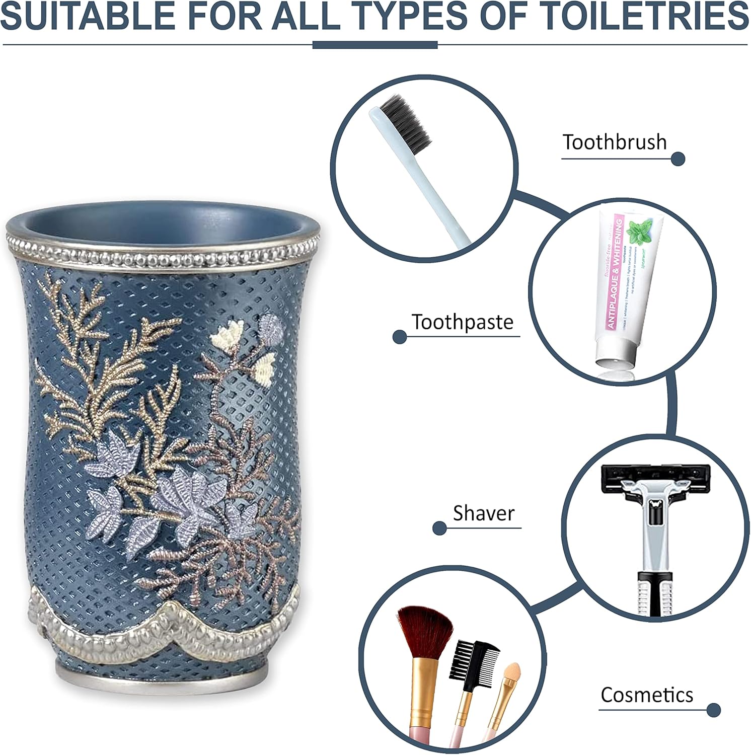 Zahari Home 4pc Capri Bathroom Set Royal Blue
