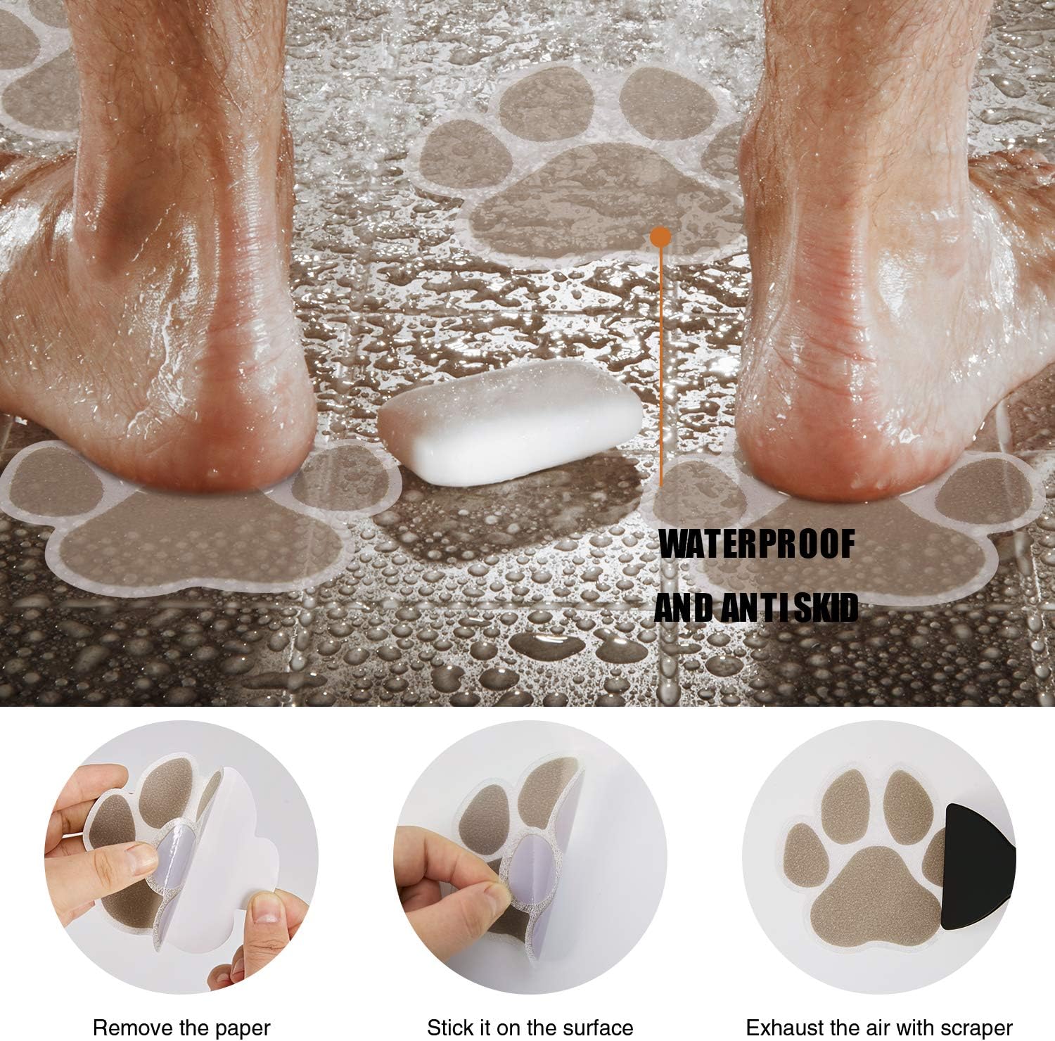 Secopad Non-Slip Bathtub Stickers 30 PCS Safety Treads