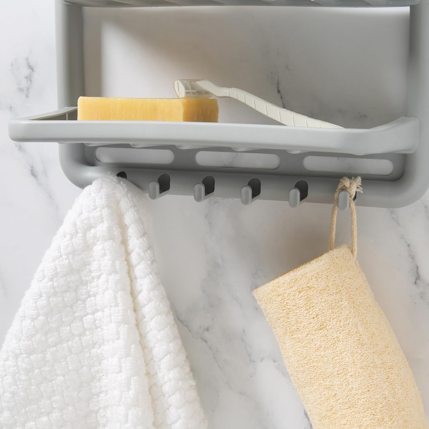 Bath Bliss Shower Caddy with 6 Hooks and Suction Cup