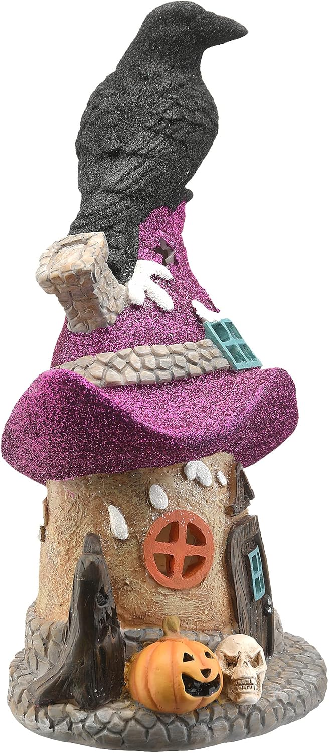 Pre-Lit Haunted Mushroom House Decoration LED Lights 10 Inches