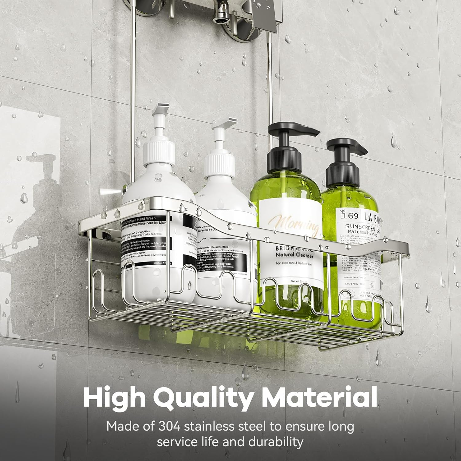BYT Hanging Shower Caddy with Rotatable Hooks and Suction Cups