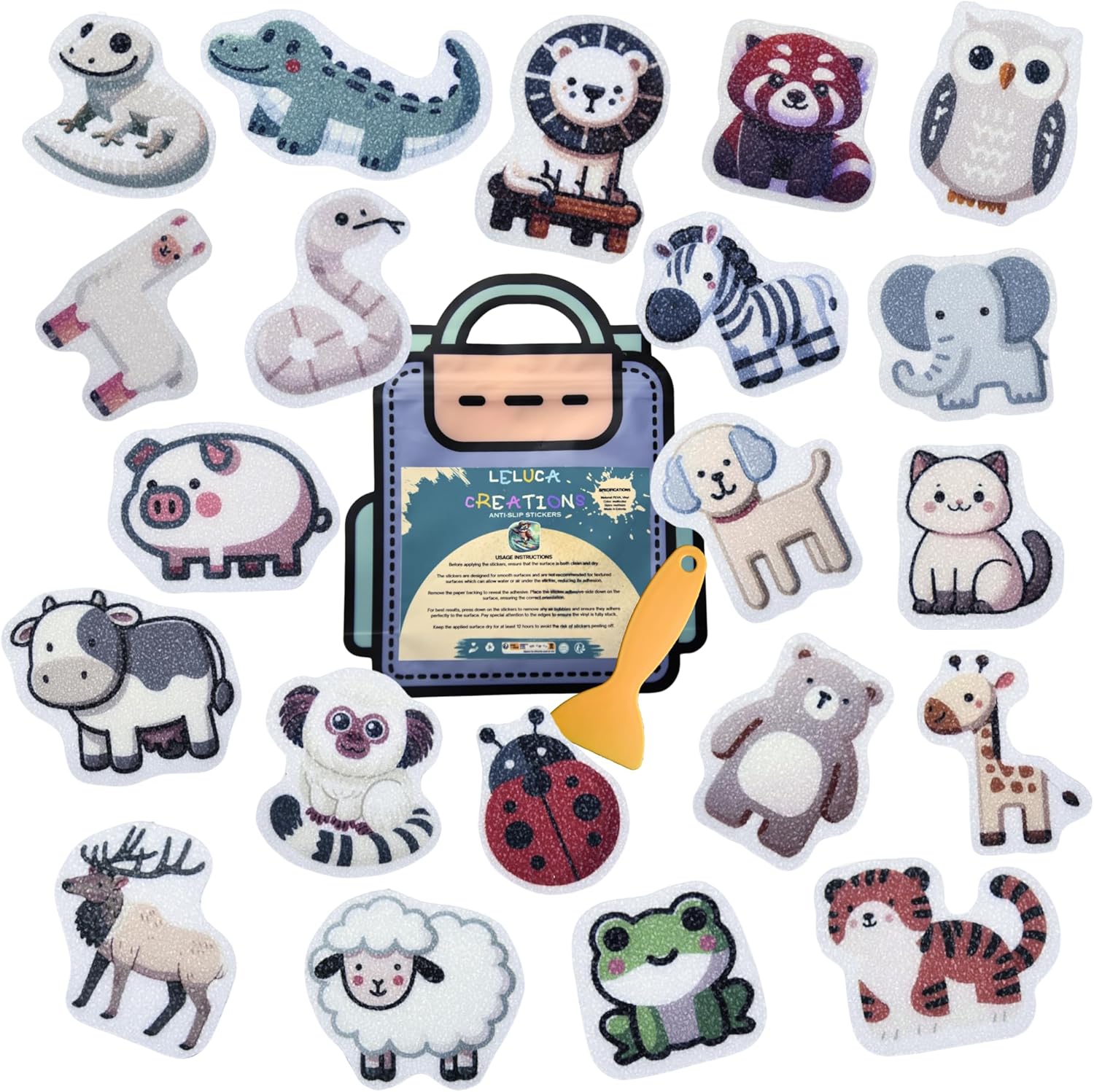 Non Slip Bathtub Stickers 21PCS Montessori Animal Applique