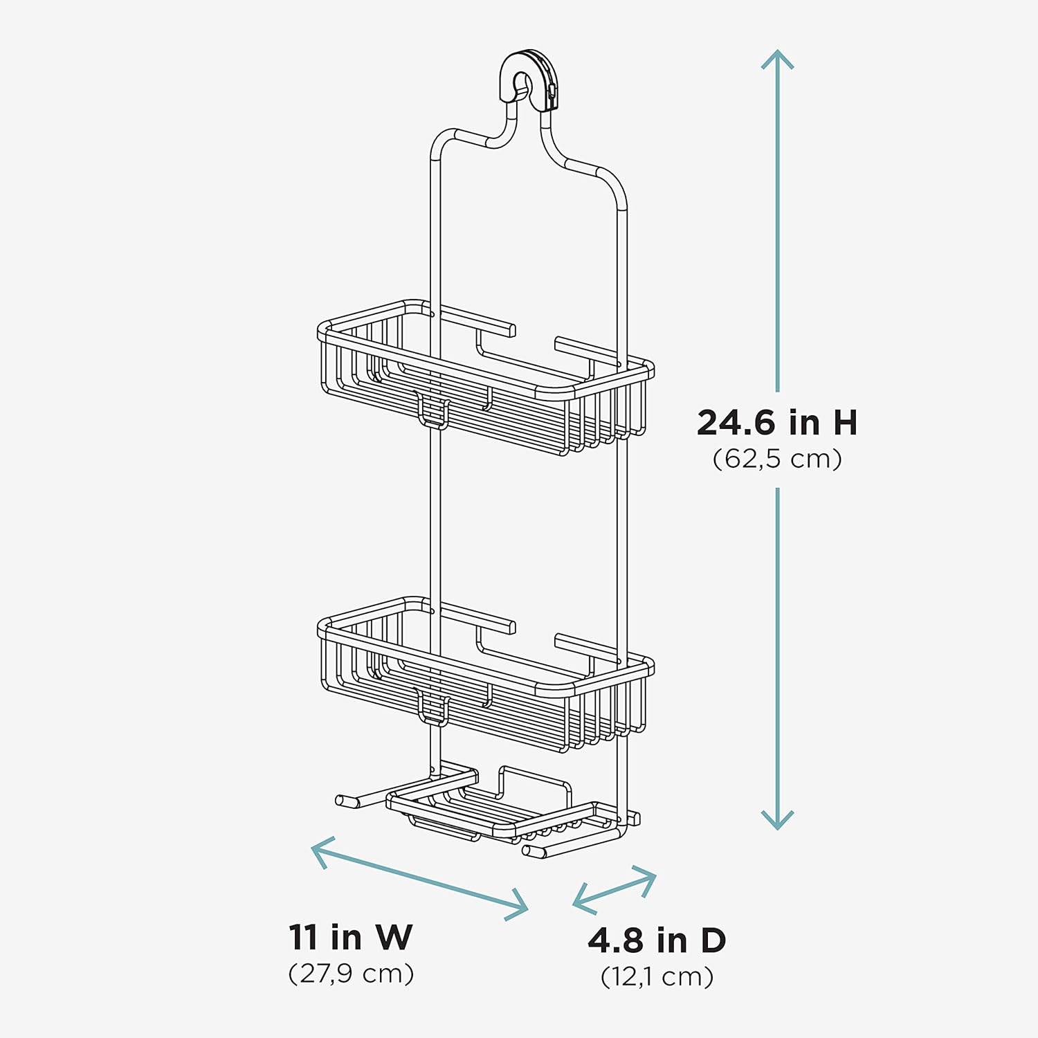 Zenna Home NeverRust Shower Caddy with 2 Shelves and Soap Tray