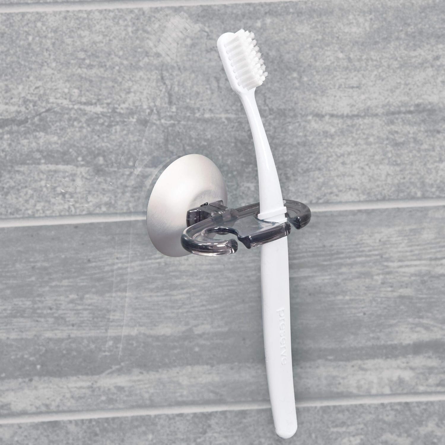 InterDesign iDesign Ultra Power Lock Suction Toothbrush Holder Gray