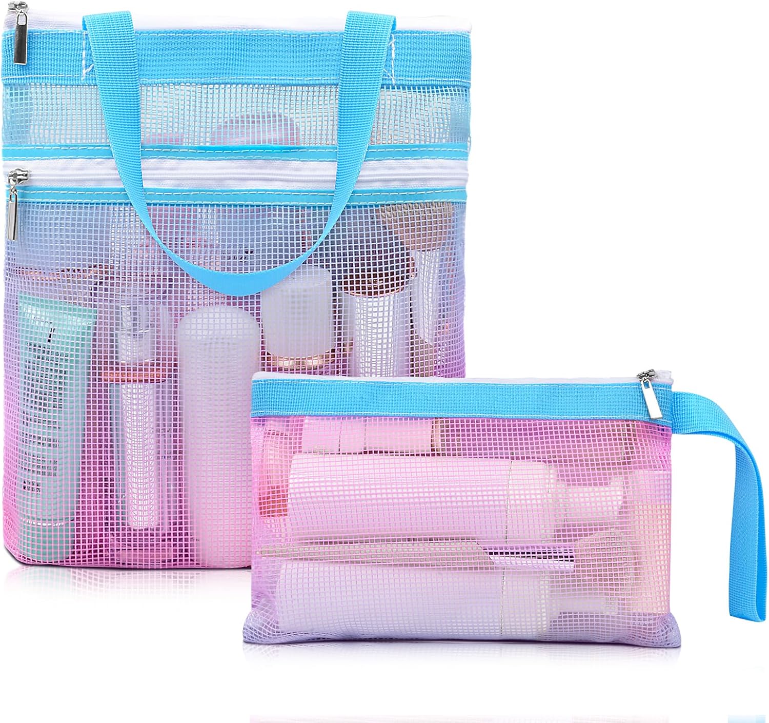 Nidoul Mesh Shower Caddy Zipper Bag for Travel Dorm Gym Beach