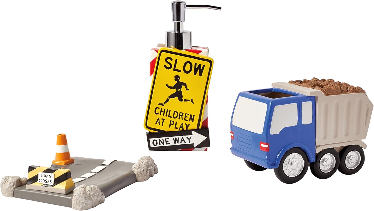 Dream FACTORY Trains and Trucks Bathroom Accessories Set