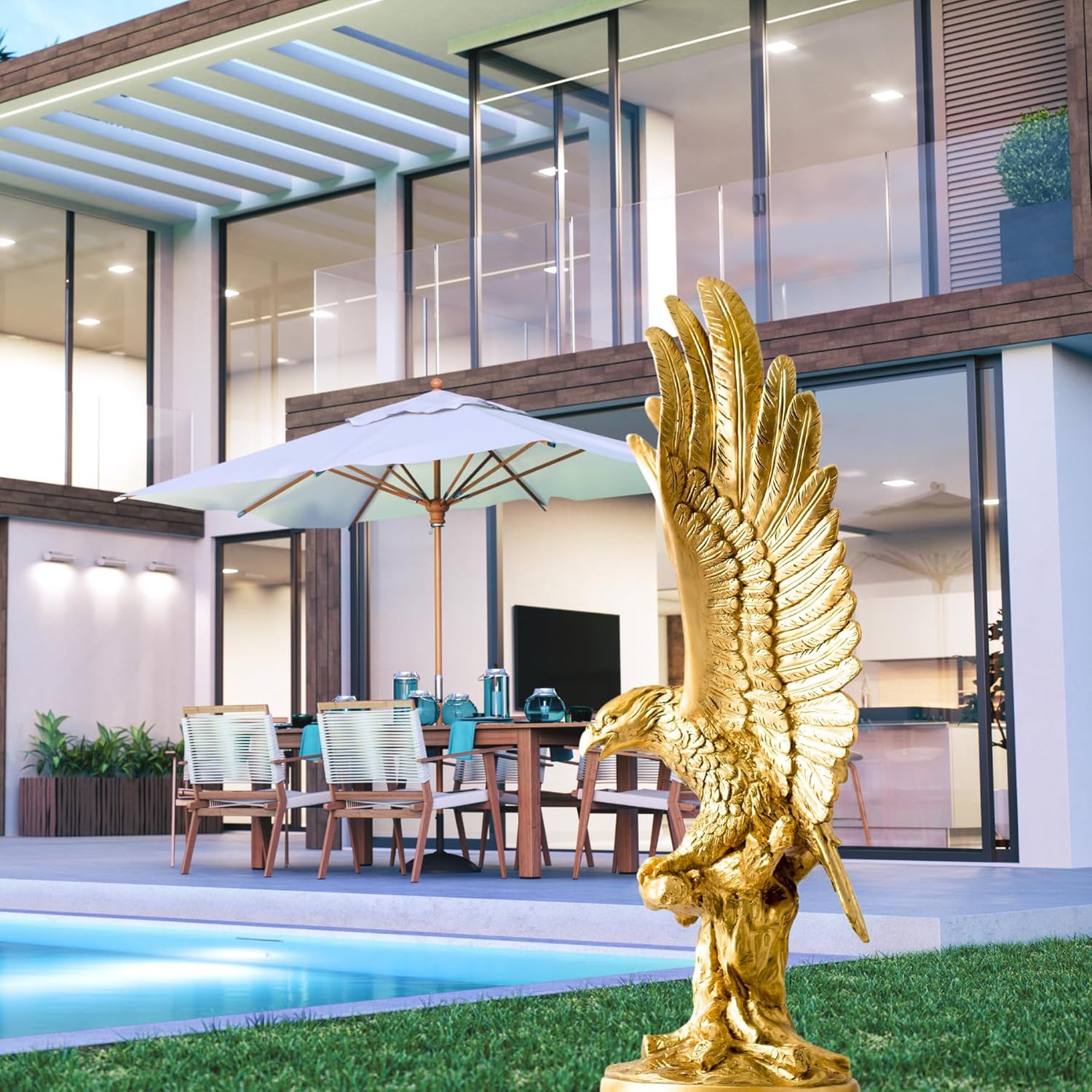 YouFine Bronze Golden Eagle Sculpture 315 High 1
