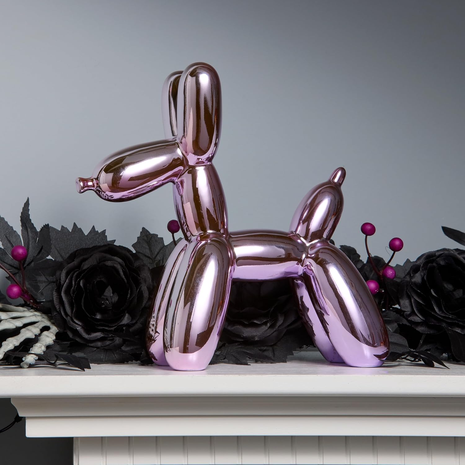 National Tree Company Halloween Balloon Dog Figurine Purple 11 Inch