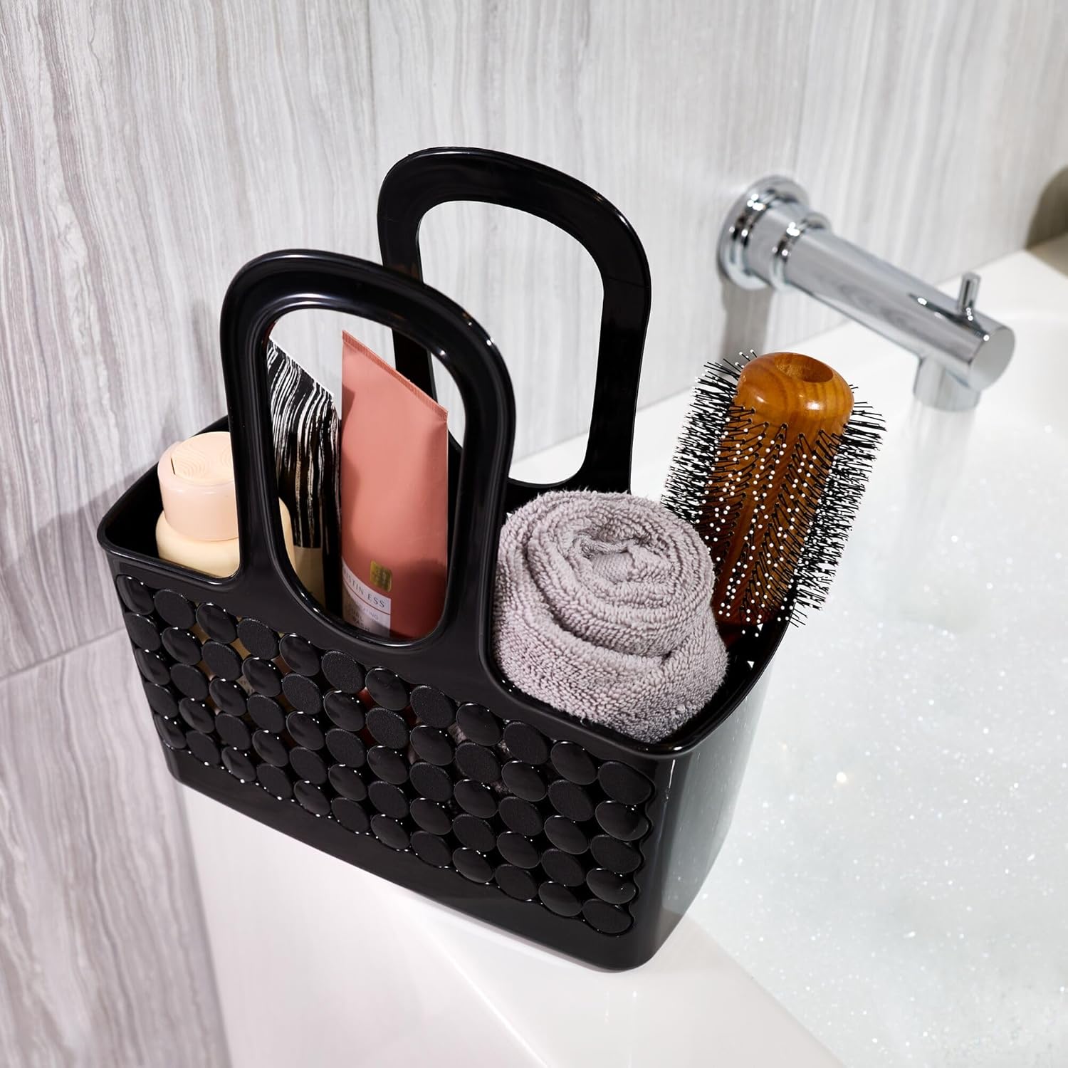 iDesign Portable Plastic Shower Tote Caddy - Black